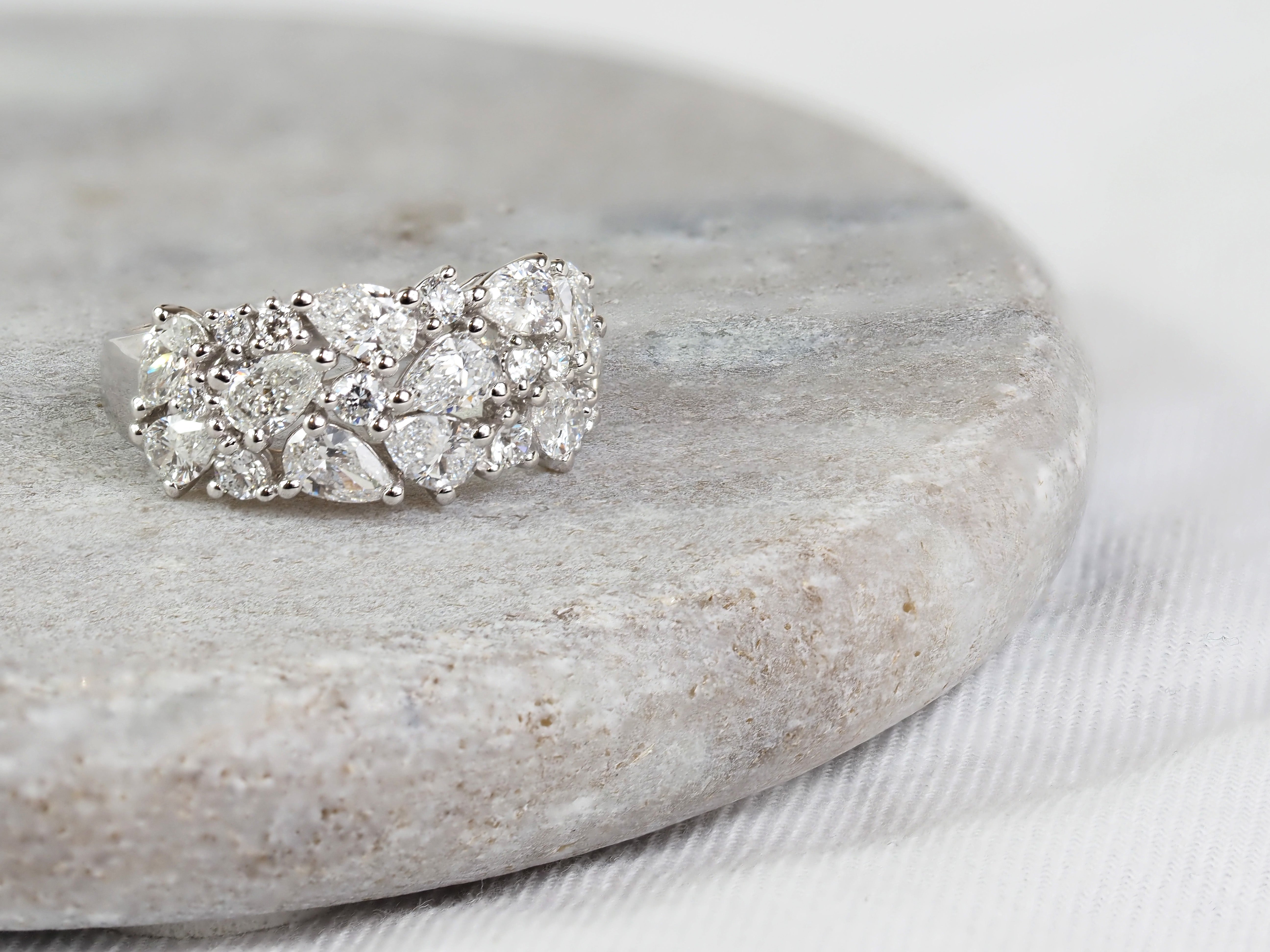10ct White Gold Mixed-Cut Lab-Grown Diamond Dress Ring, 2.41ct Total