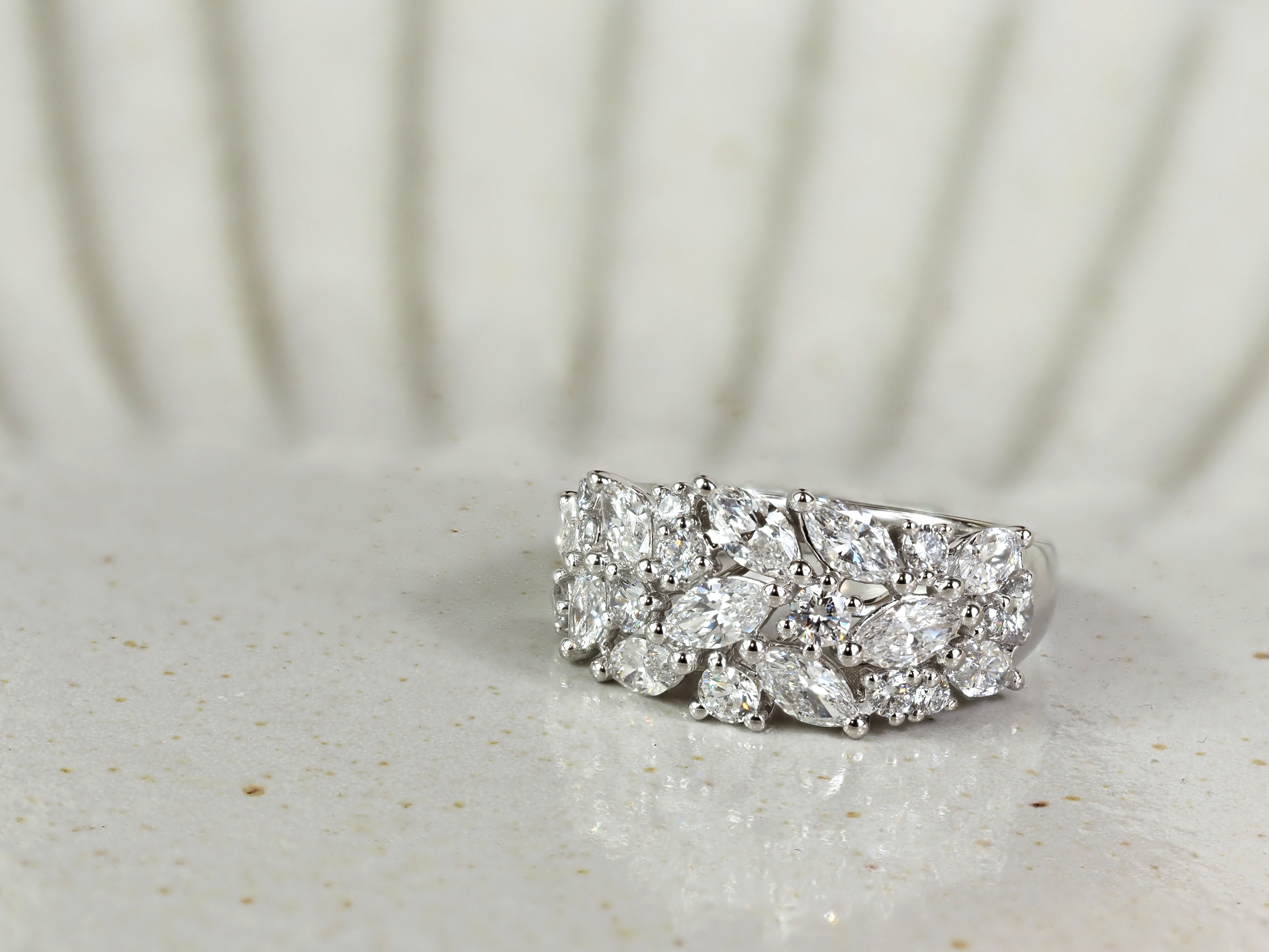 10ct White Gold Mixed-Cut Lab-Grown Diamond Dress Ring, 2.03ct Total