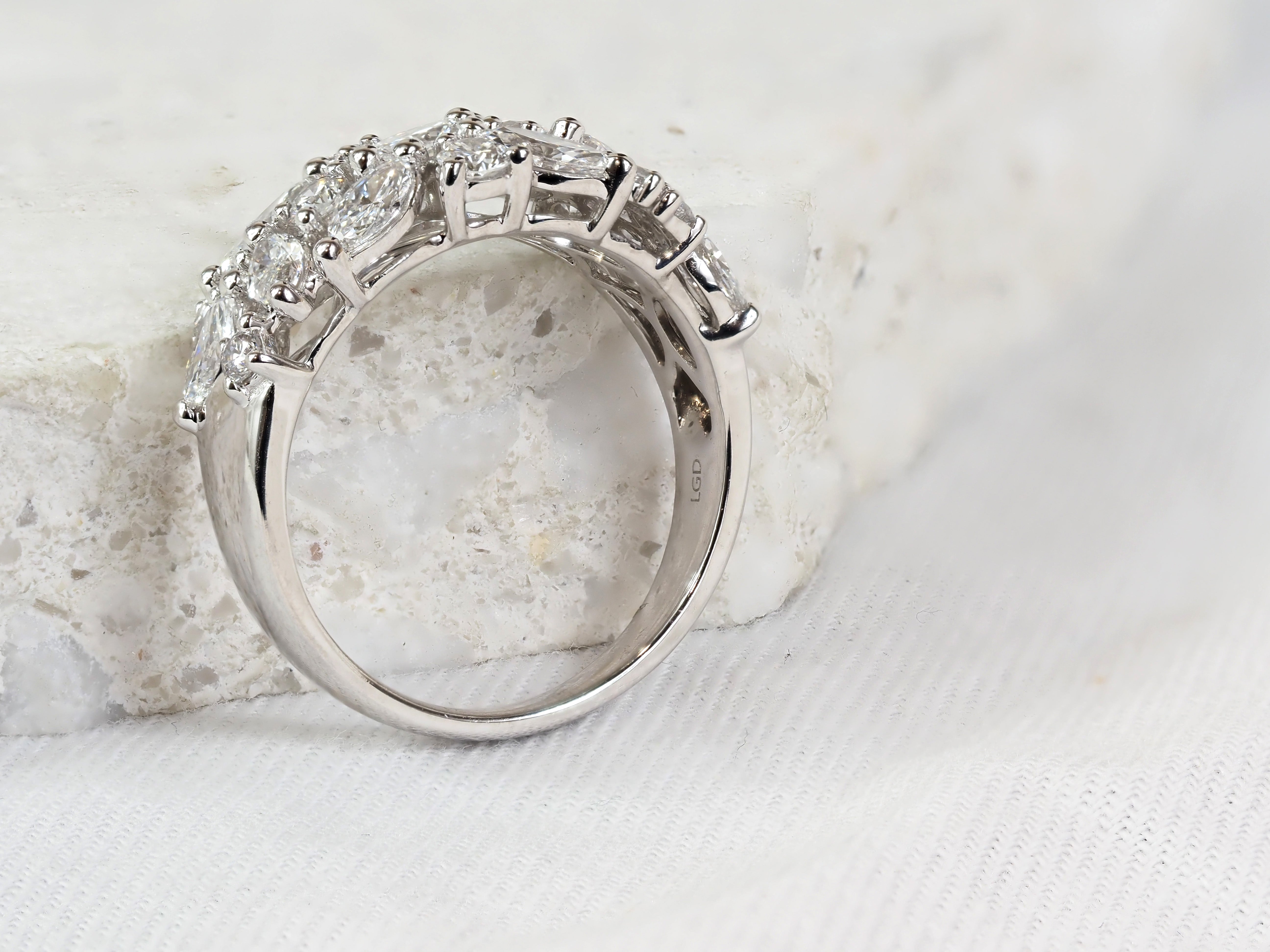 10ct White Gold Mixed-Cut Lab-Grown Diamond Dress Ring, 2.03ct Total