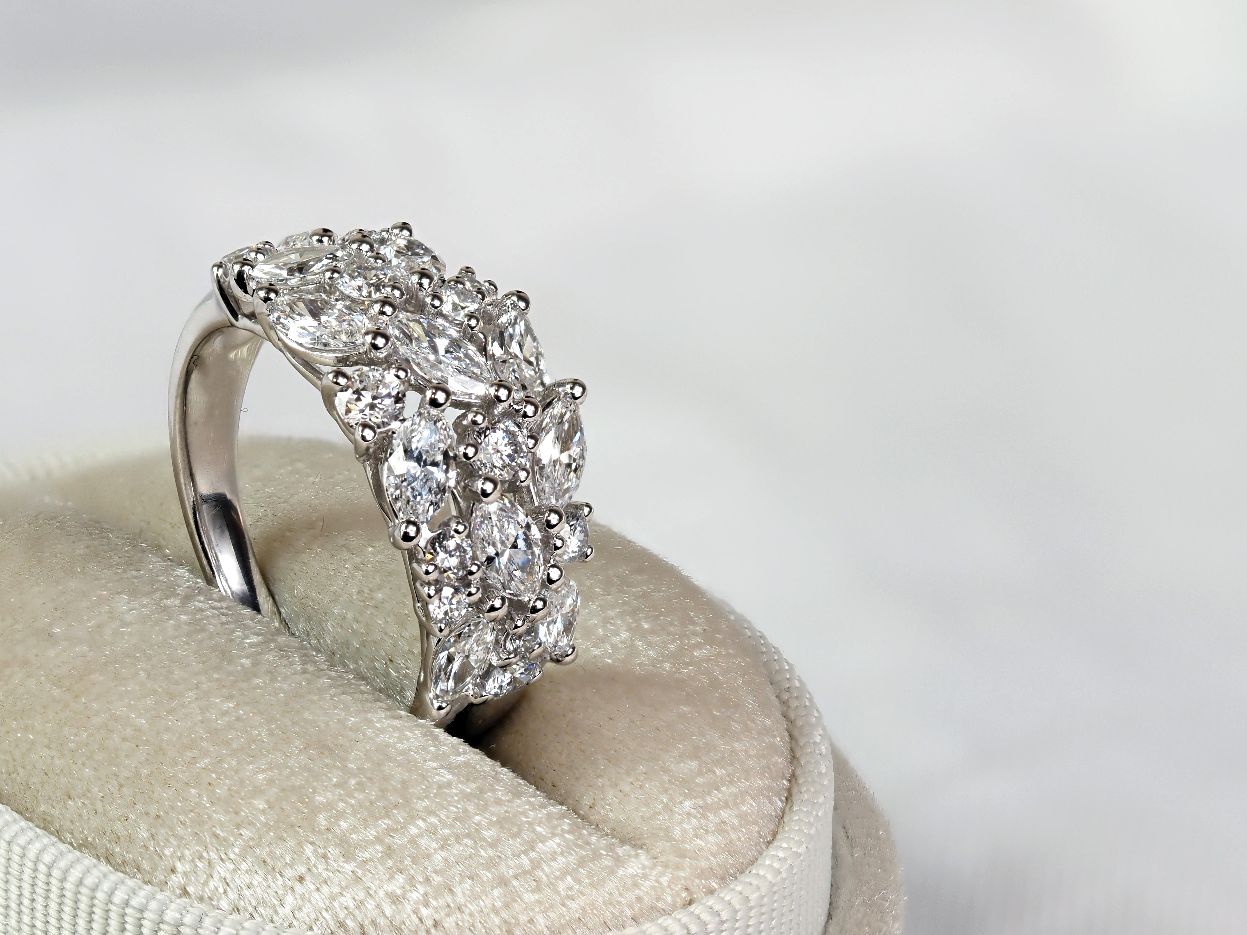 10ct White Gold Mixed-Cut Lab-Grown Diamond Dress Ring, 2.03ct Total