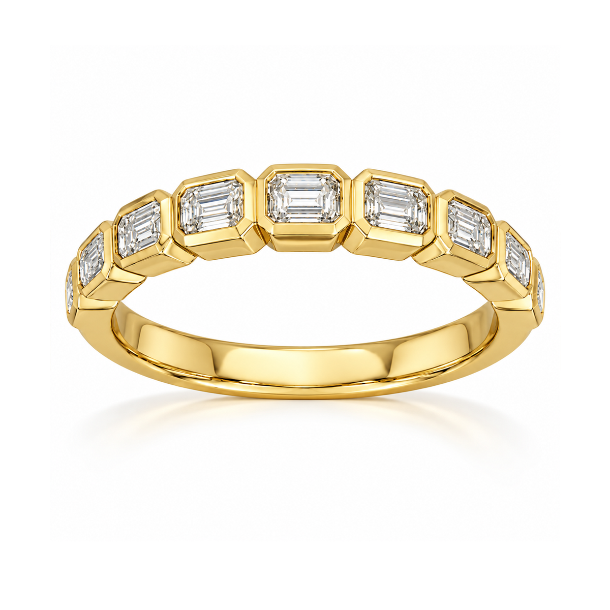 18ct Yellow Gold Emerald Cut Lab-Grown Diamond Ring, 0.87ct Total