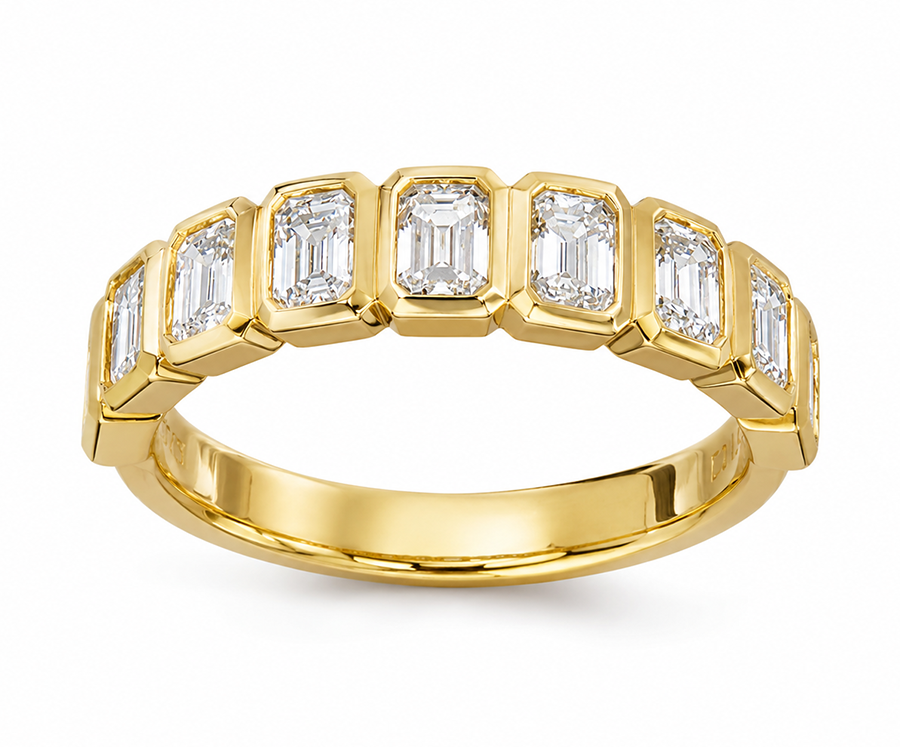18ct Yellow Gold Lab-Grown Emerald Diamond Ring, 1.38ct Total