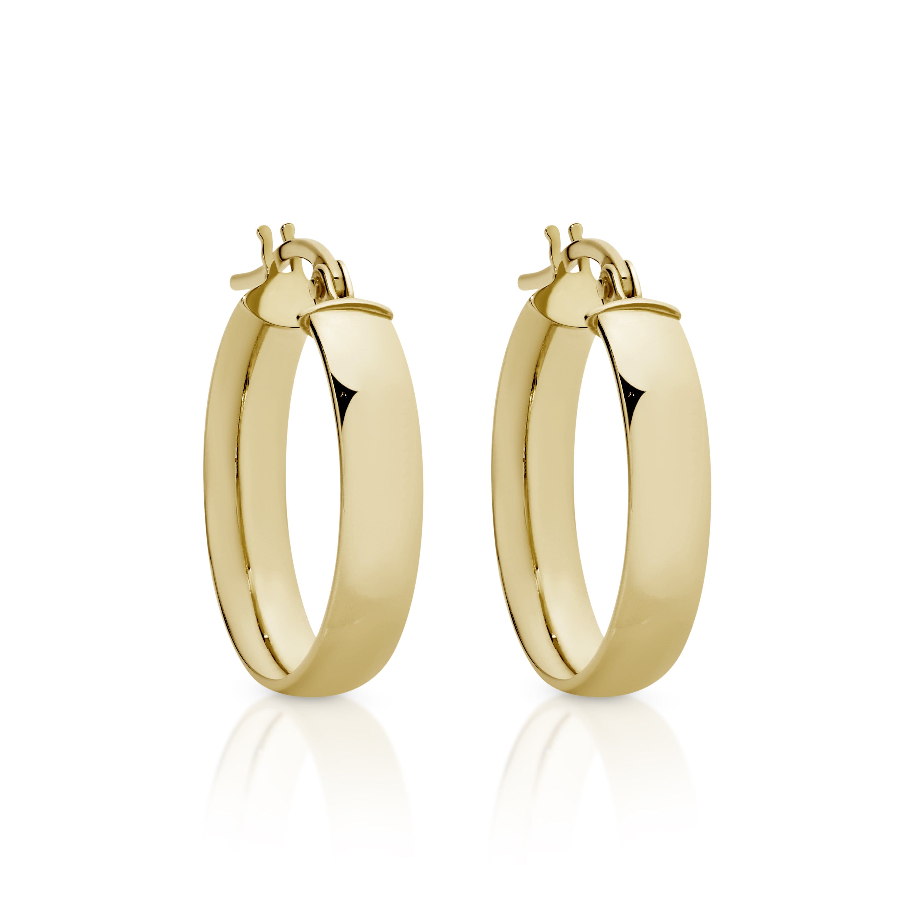 9ct Yellow Gold Half Round Hoop Earrings