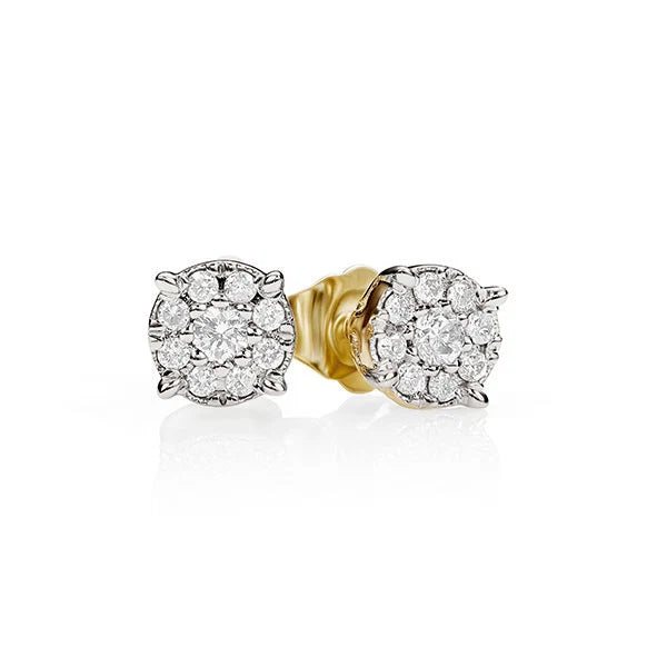 9ct Yellow Gold Diamond Stud Earrings, 0.16ct Total