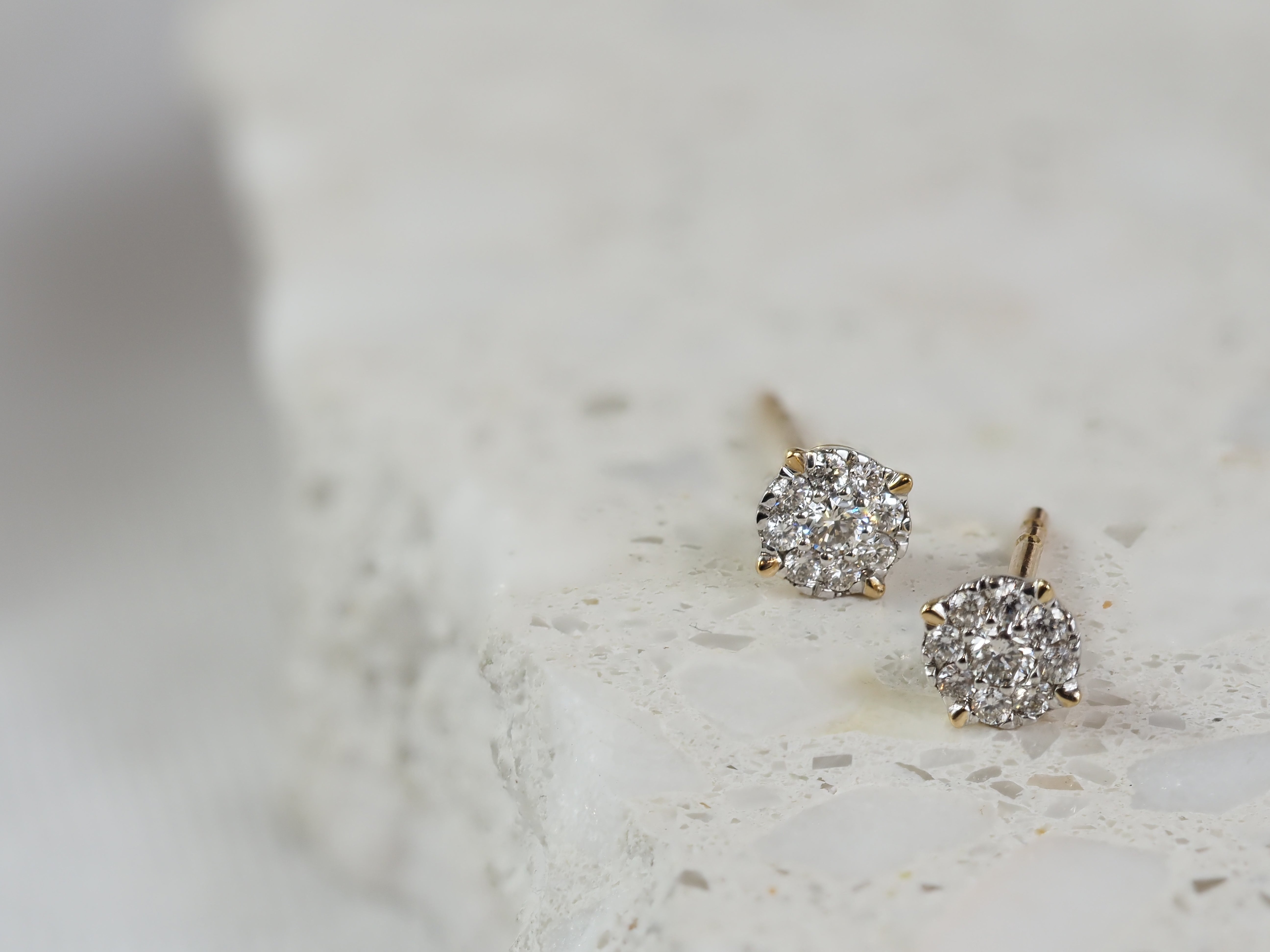 9ct Yellow Gold Diamond Stud Earrings, 0.16ct Total