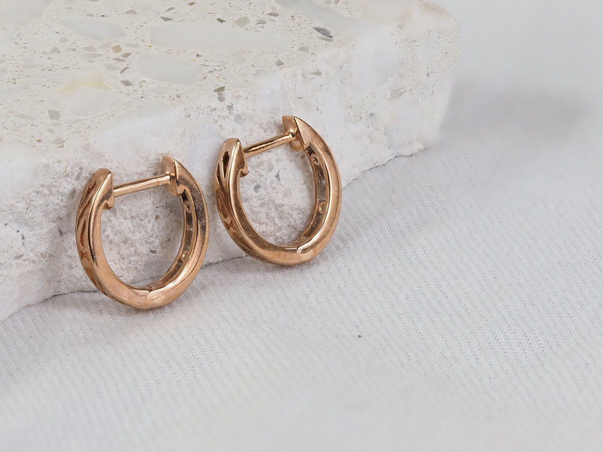 9ct Rose Gold Channel Set Diamond Huggie Earrings, 0.26ct Total