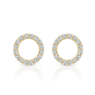 9ct Yellow Gold Circle Cubic Zirconia Stud Earrings