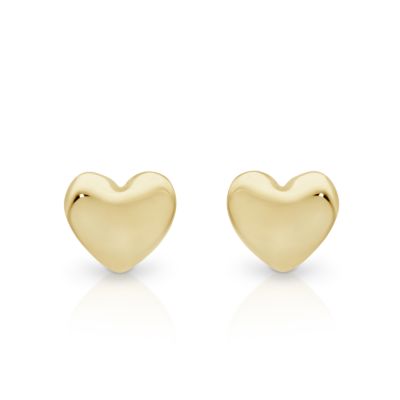 9ct Yellow Gold Heart Stud Earrings
