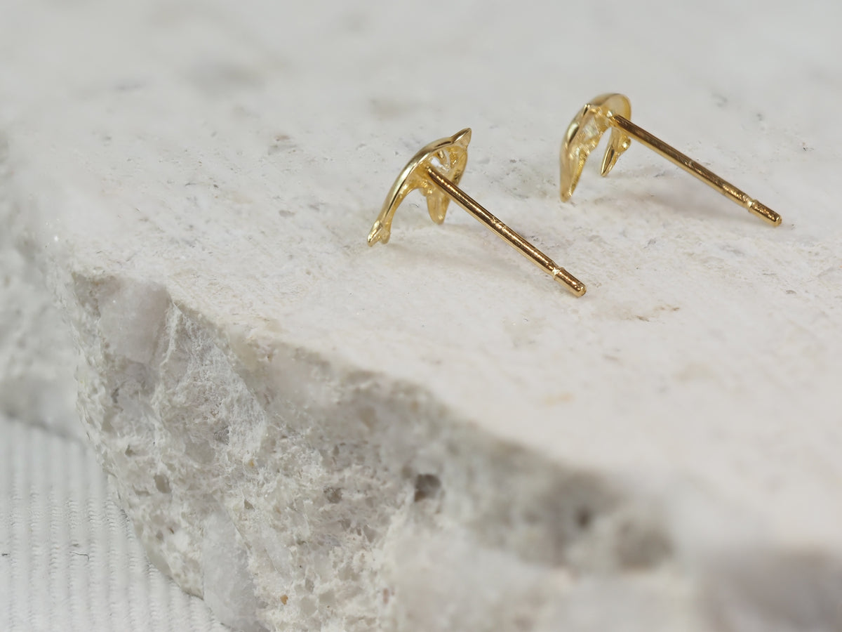 9ct Yellow Gold Dolphin Stud Earrings