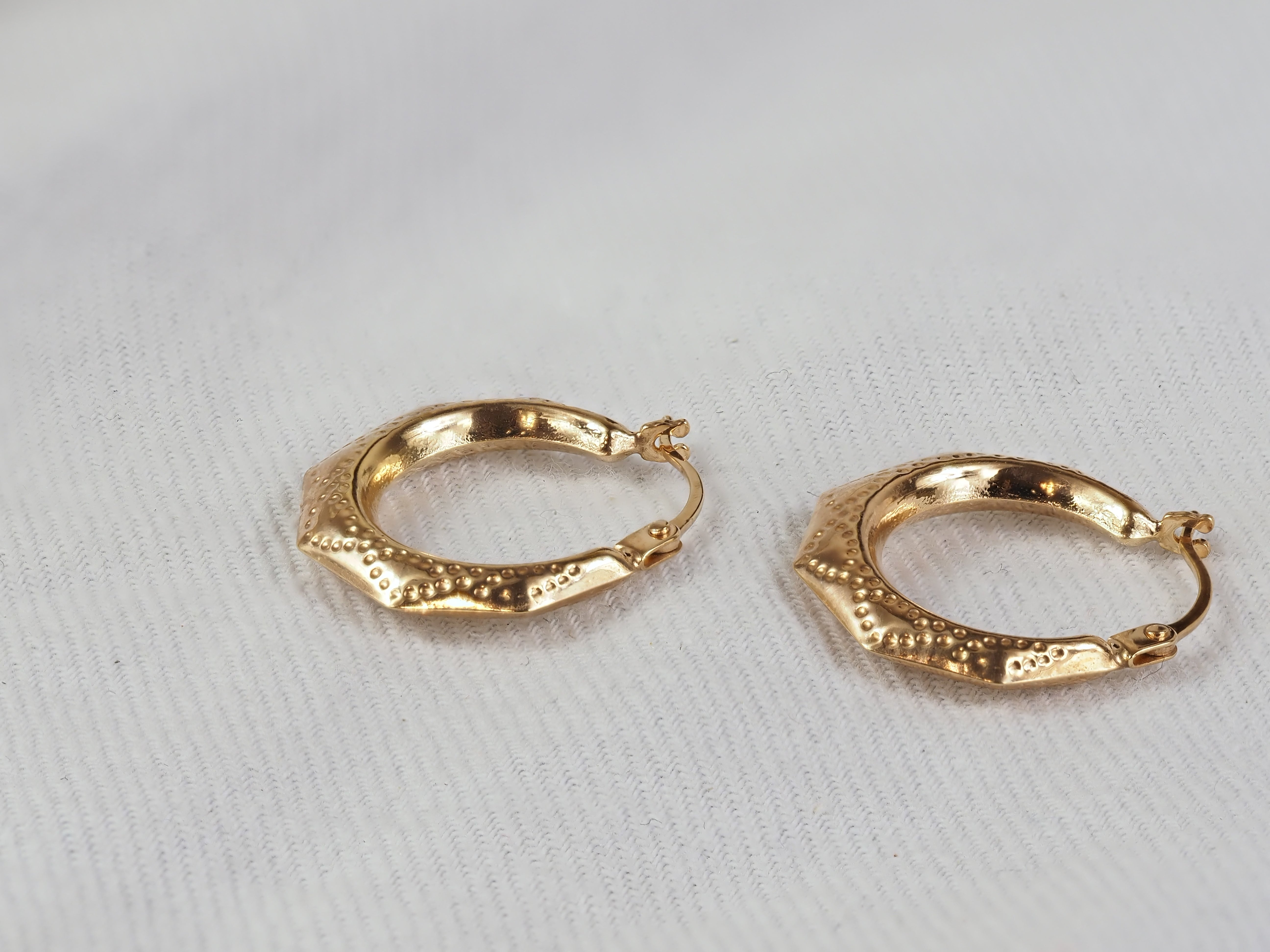 9ct Yellow Gold Octagonal Hoop Earrings