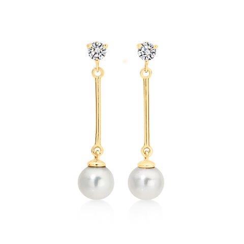 9ct Yellow Gold Pearl Drop Earrings