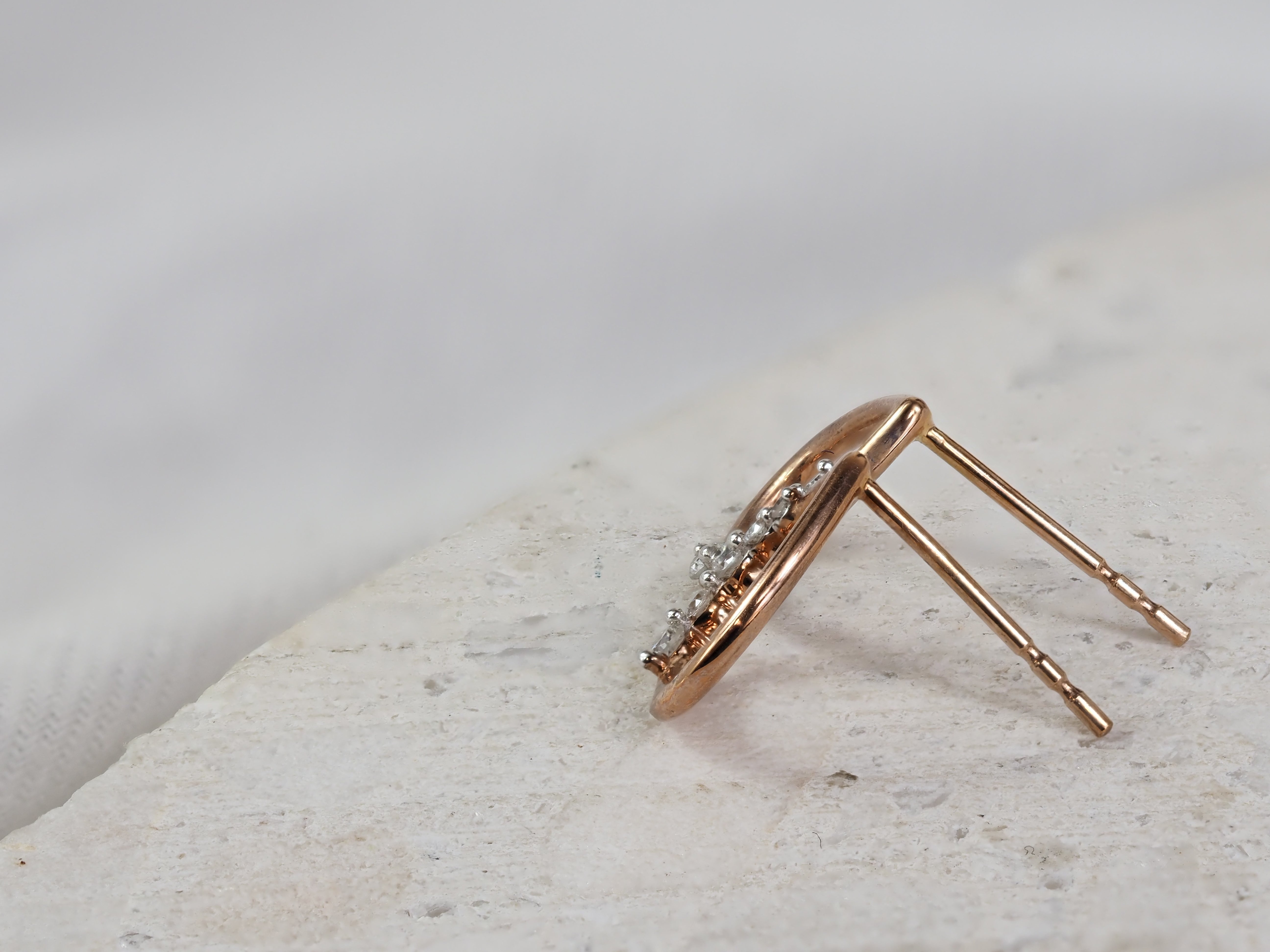 9ct Rose Gold Open Pear Diamond Stud Earrings
