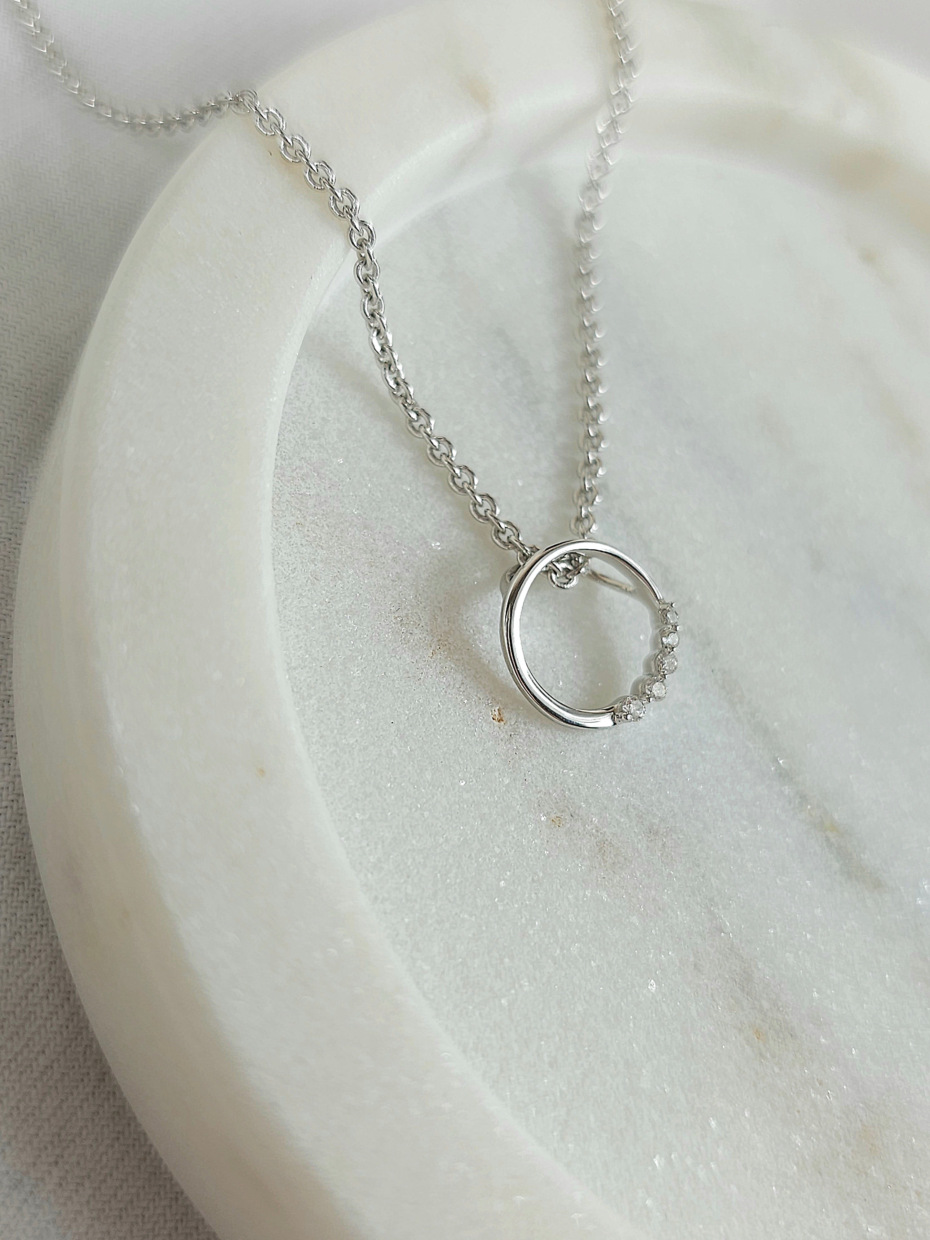 9ct White Gold Diamond Set Pendant, 0.05ct total