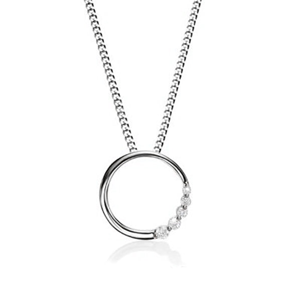 9ct White Gold Diamond Set Pendant, 0.05ct total