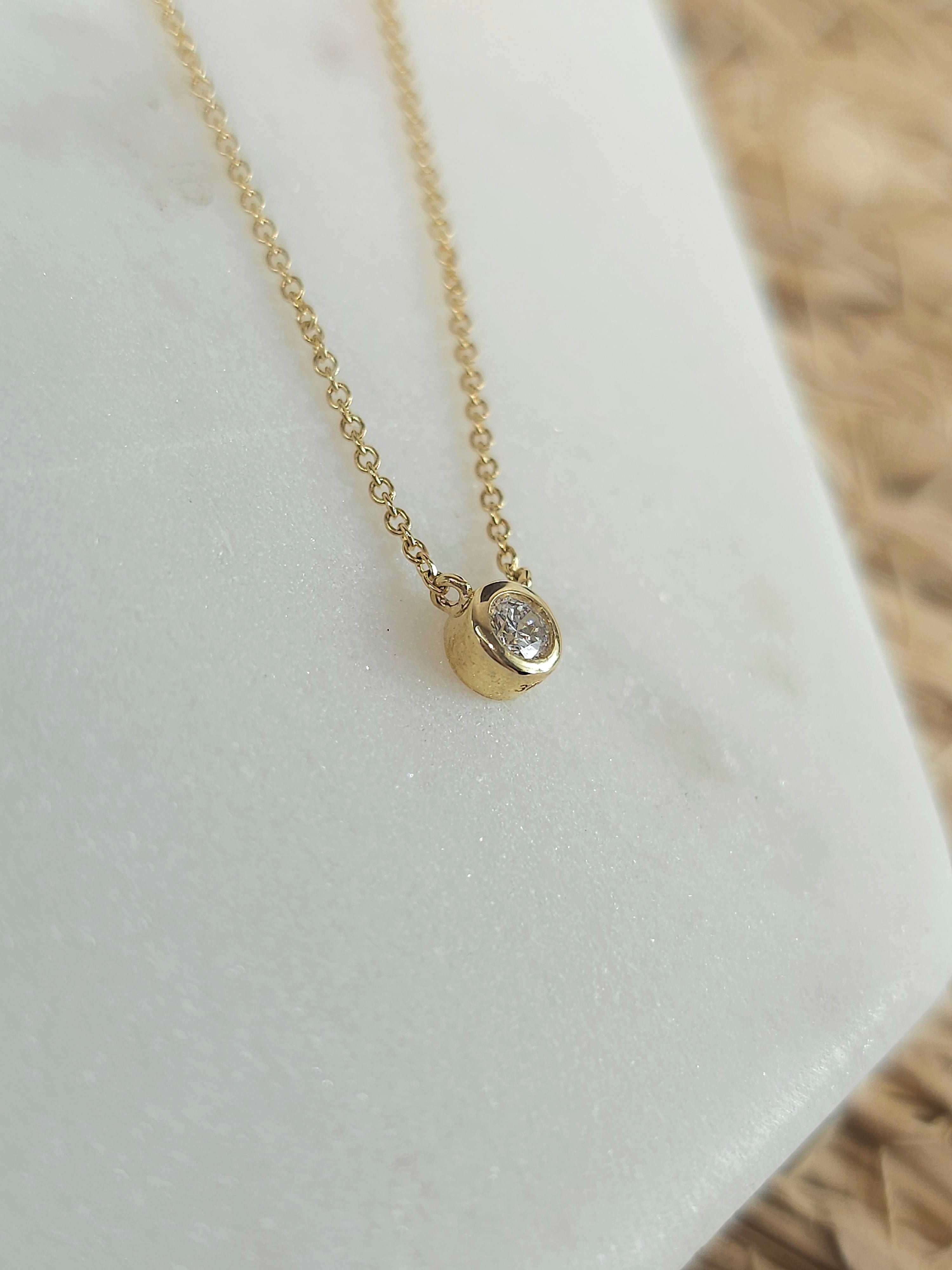 9ct Yellow Gold 0.07ct Floating Diamond Necklace