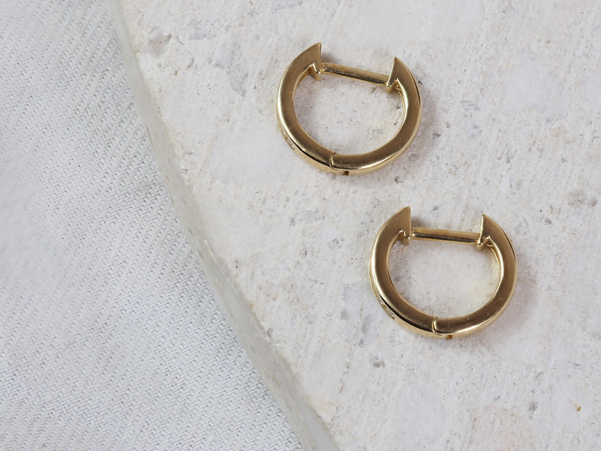 9ct Yellow Gold Cubic Zirconia Huggie Earrings