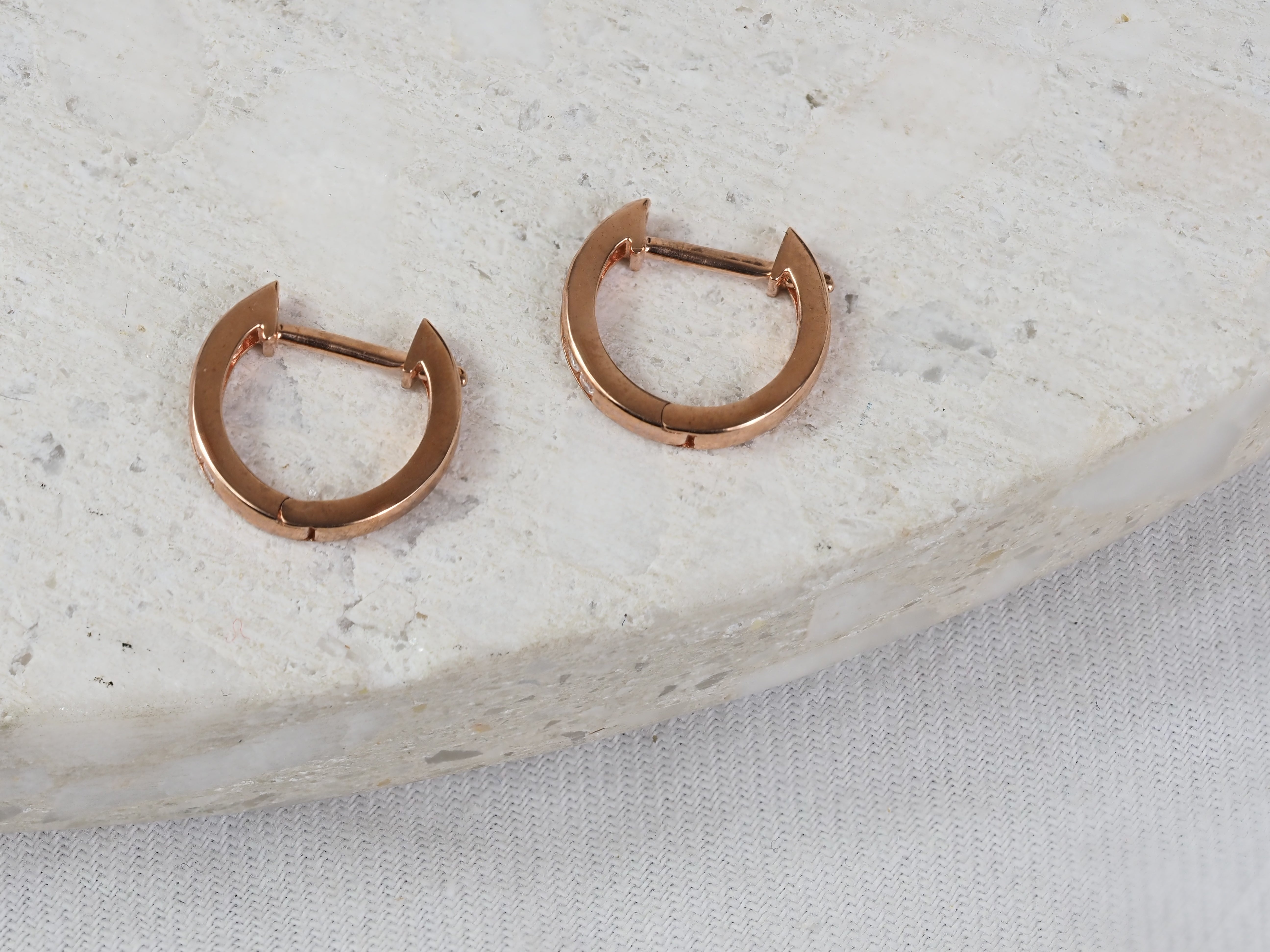 9ct Rose Gold Channel Huggie Earrings