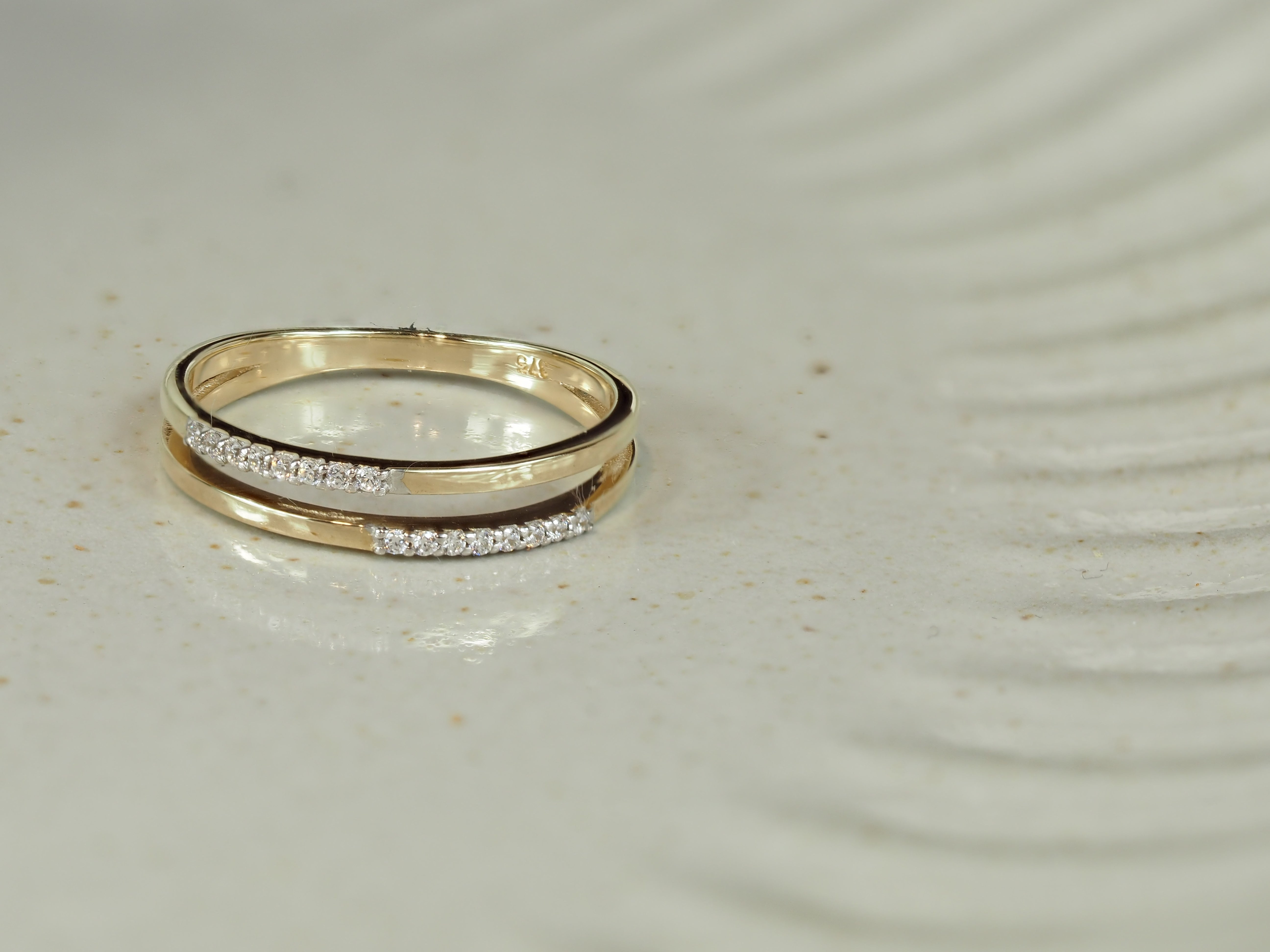 9ct Yellow Gold Cubic Zirconia Double Row Ring