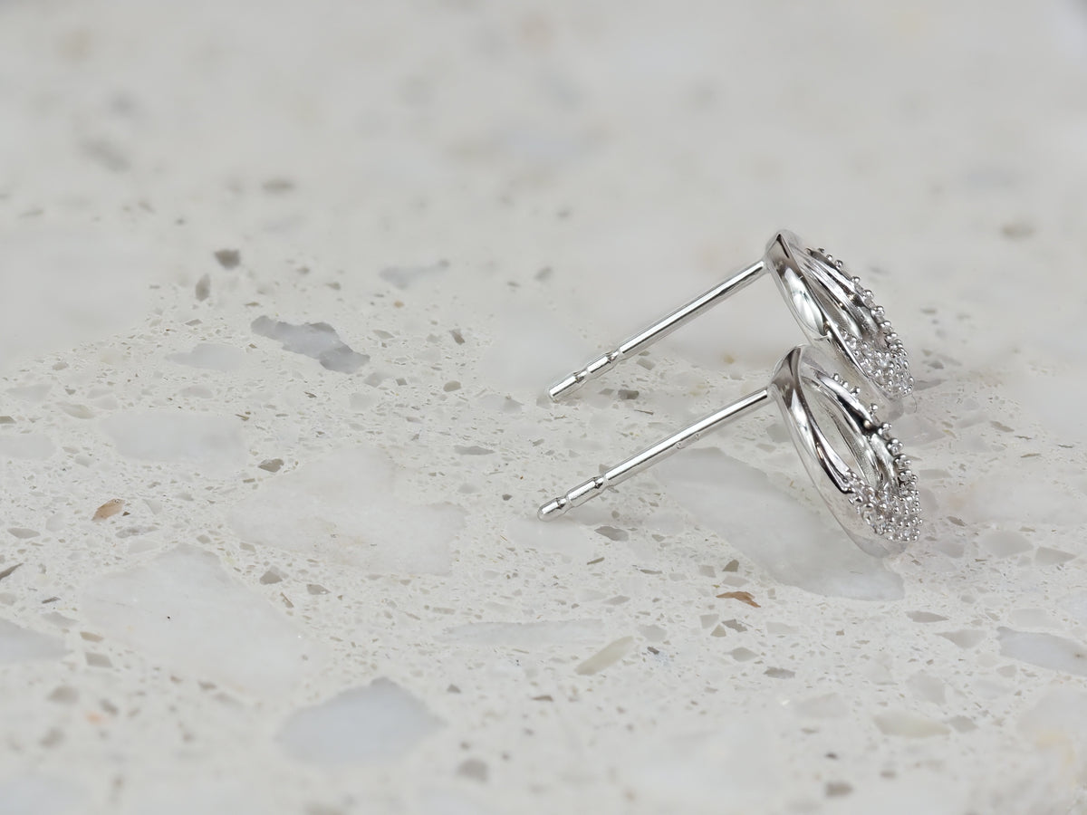 9ct White Gold Diamond Circle Stud Earrings
