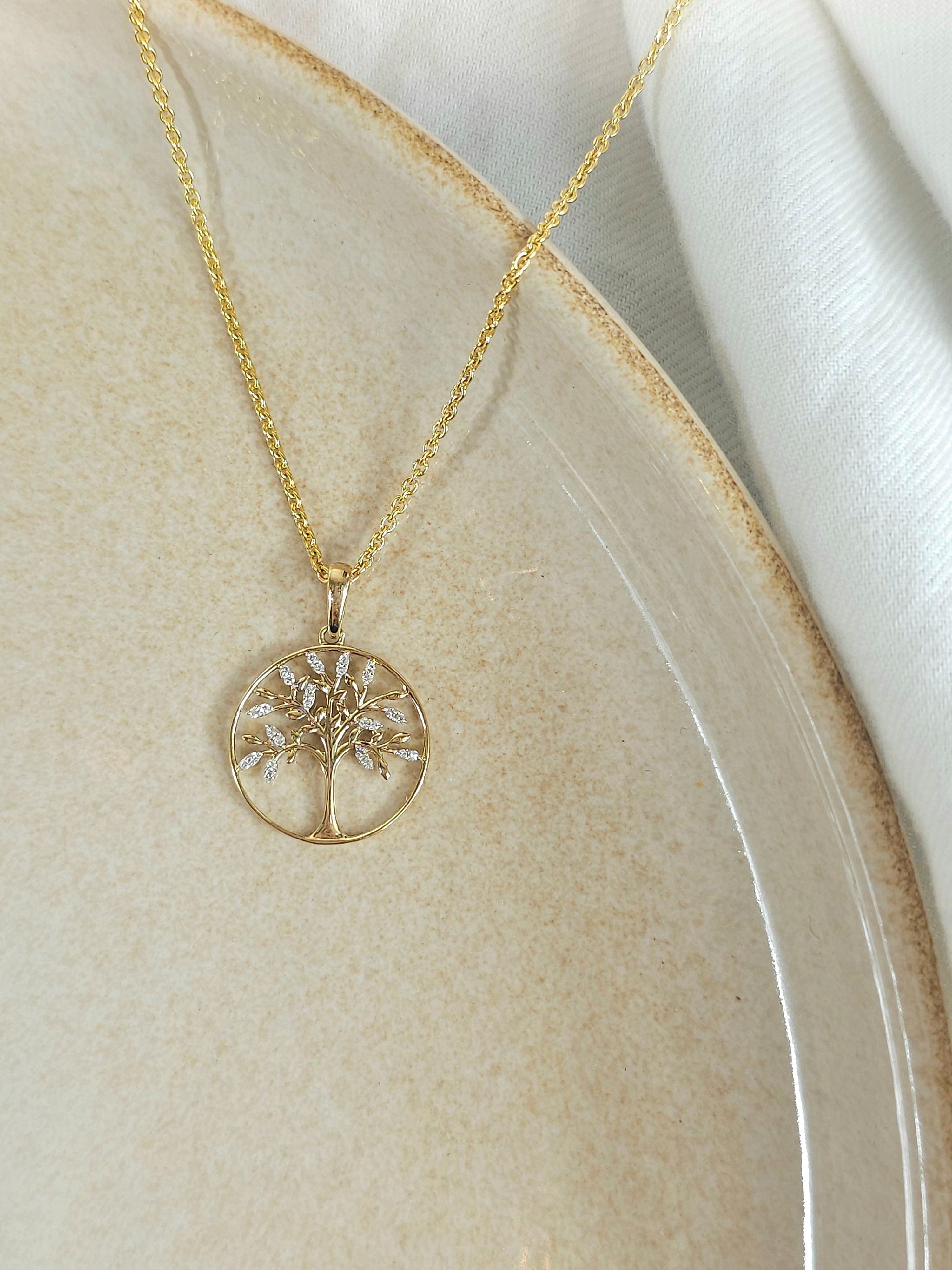 9ct 0.05ct diamond tree of life pendant