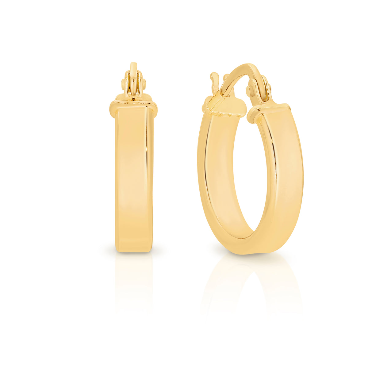 9ct Yellow Gold Tube Square Hoop Earrings
