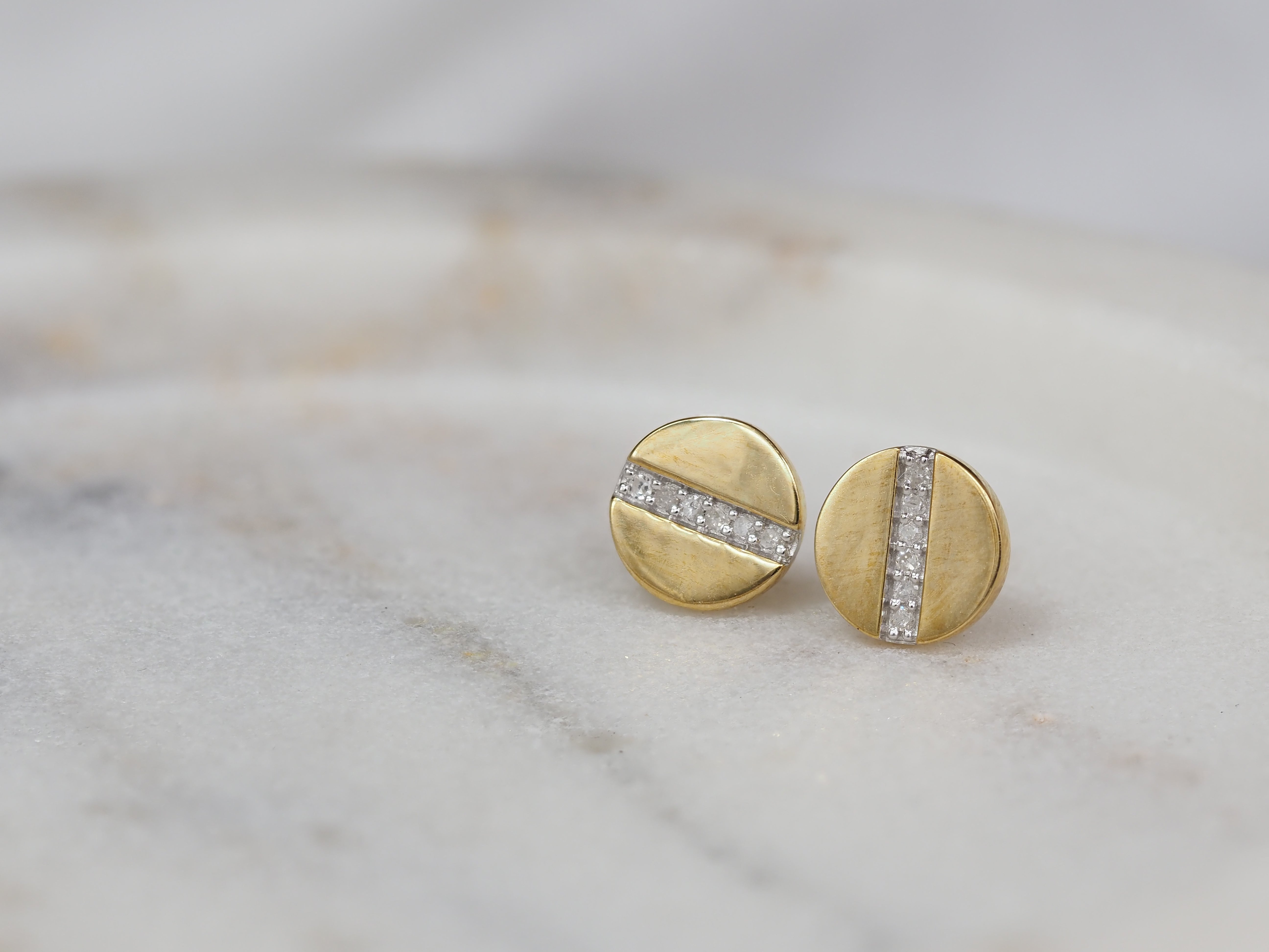 9ct Yellow Gold Disc Stud Earrings