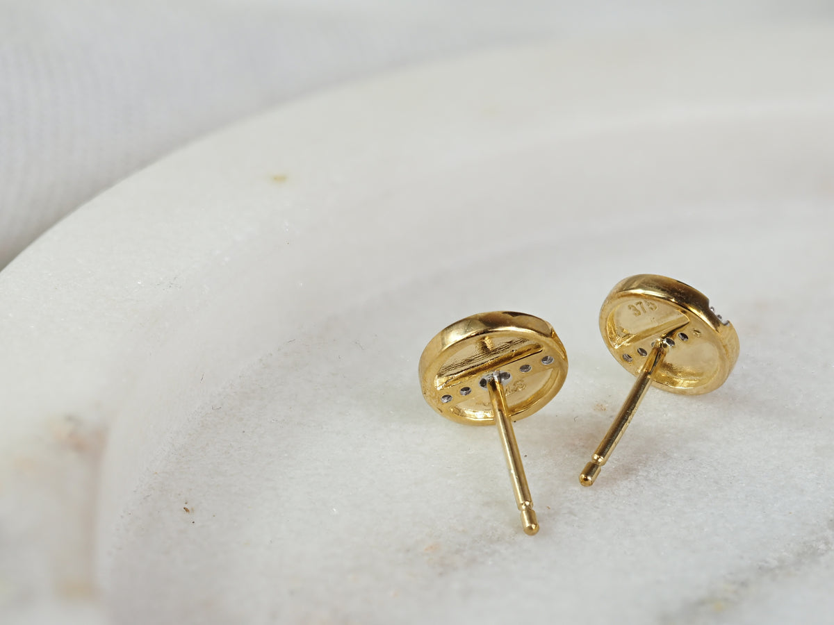 9ct Yellow Gold Disc Stud Earrings