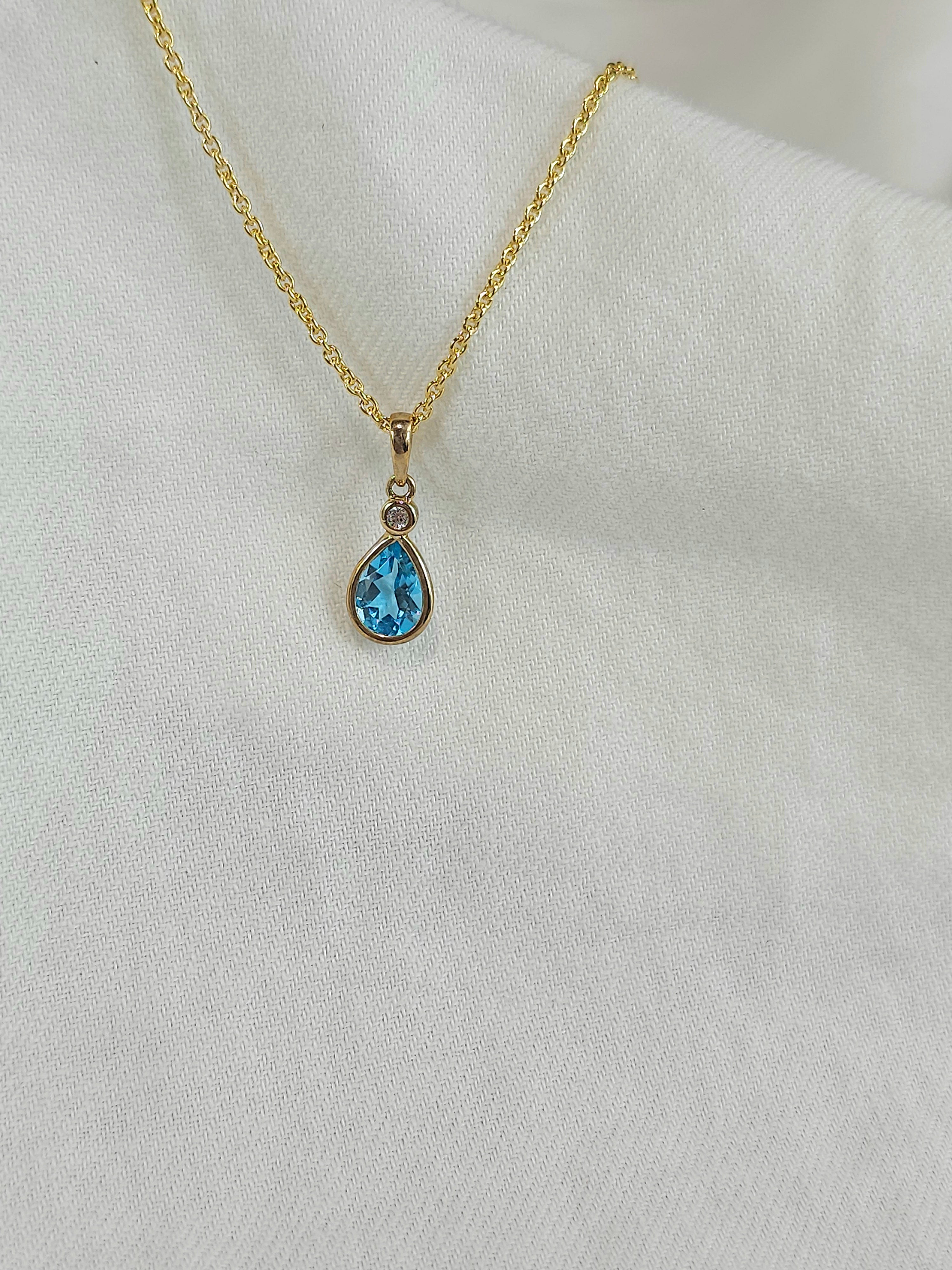 9ct blue topaz & cubic zirconia pendant