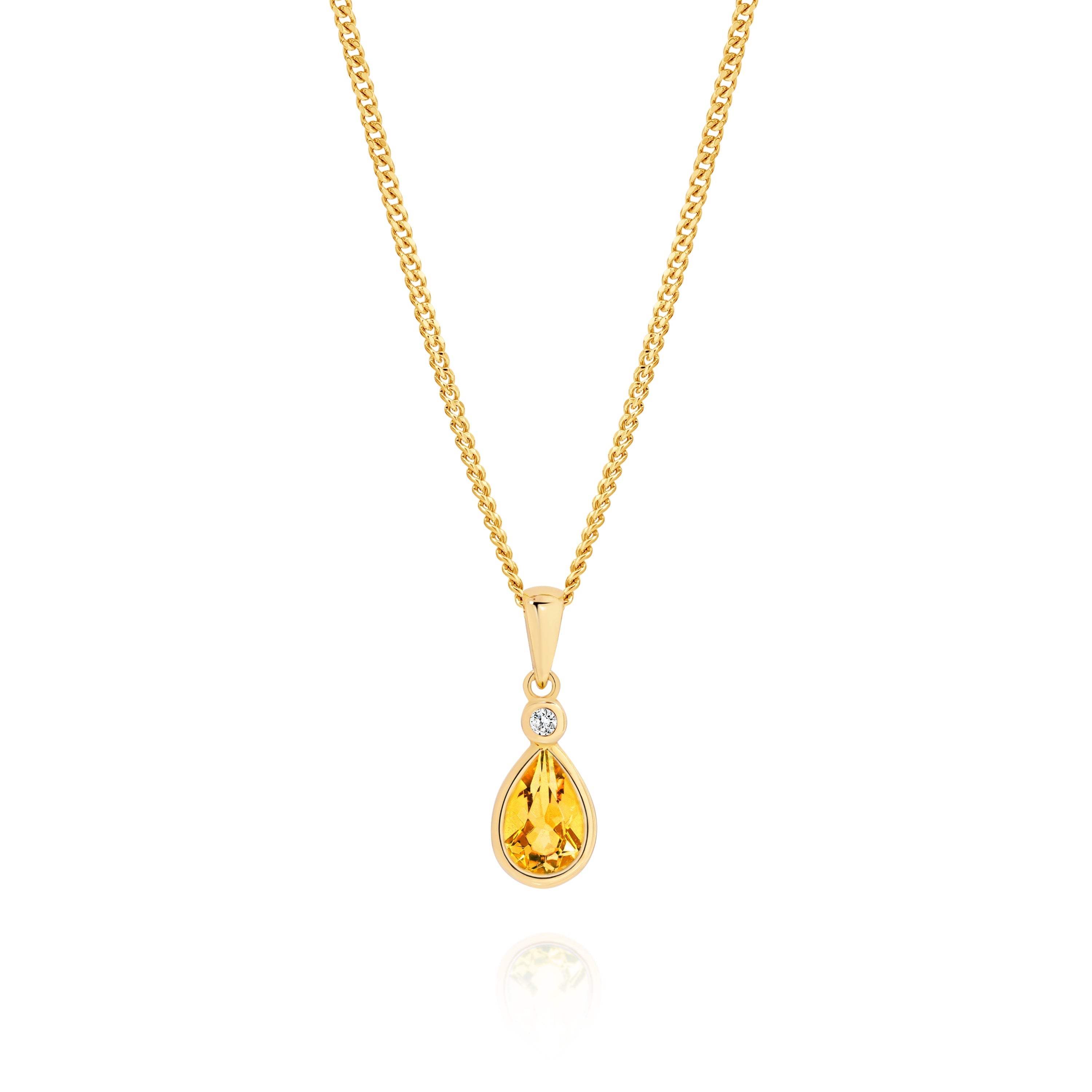 9ct citrine & cubic zirconia pendant