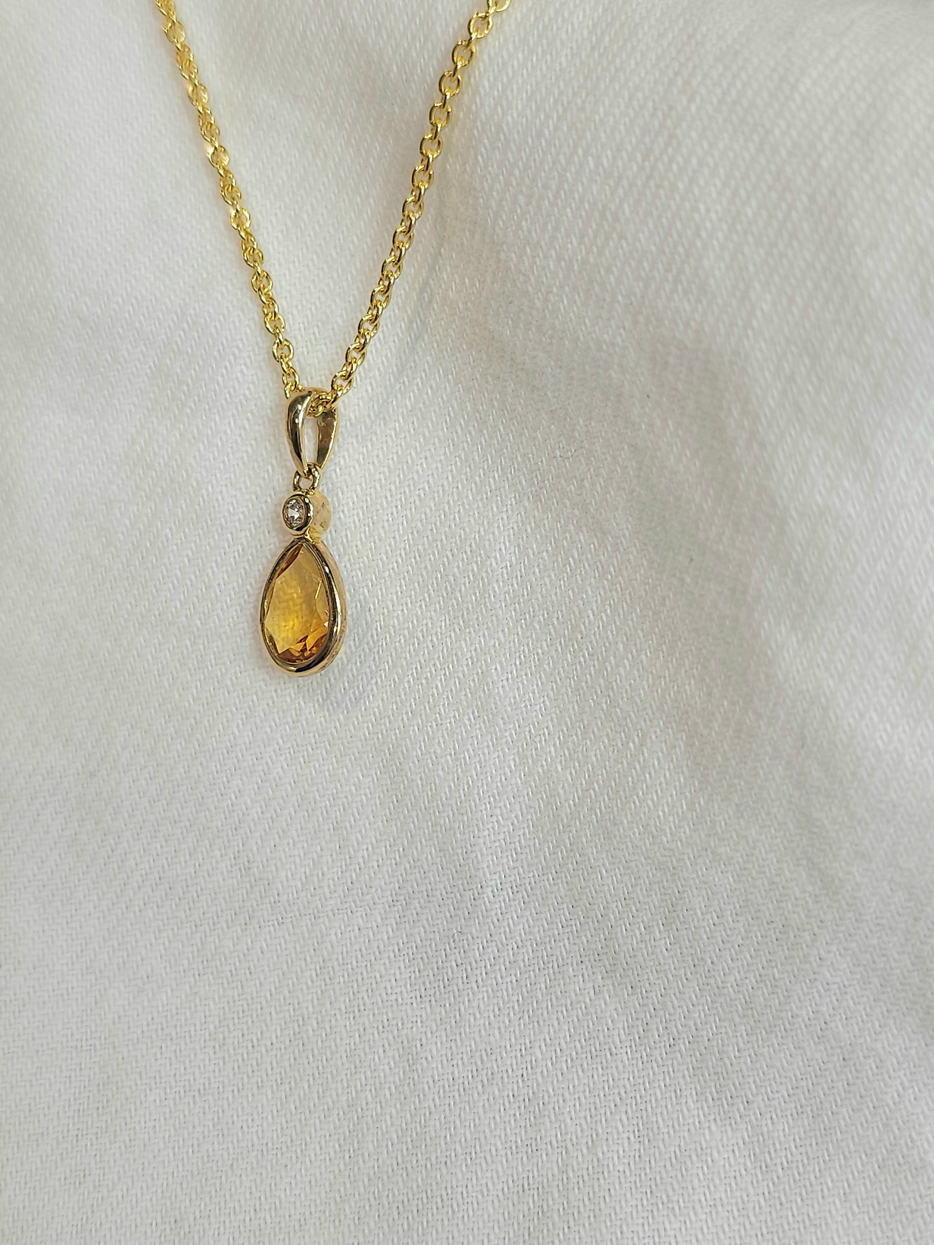 9ct citrine & cubic zirconia pendant