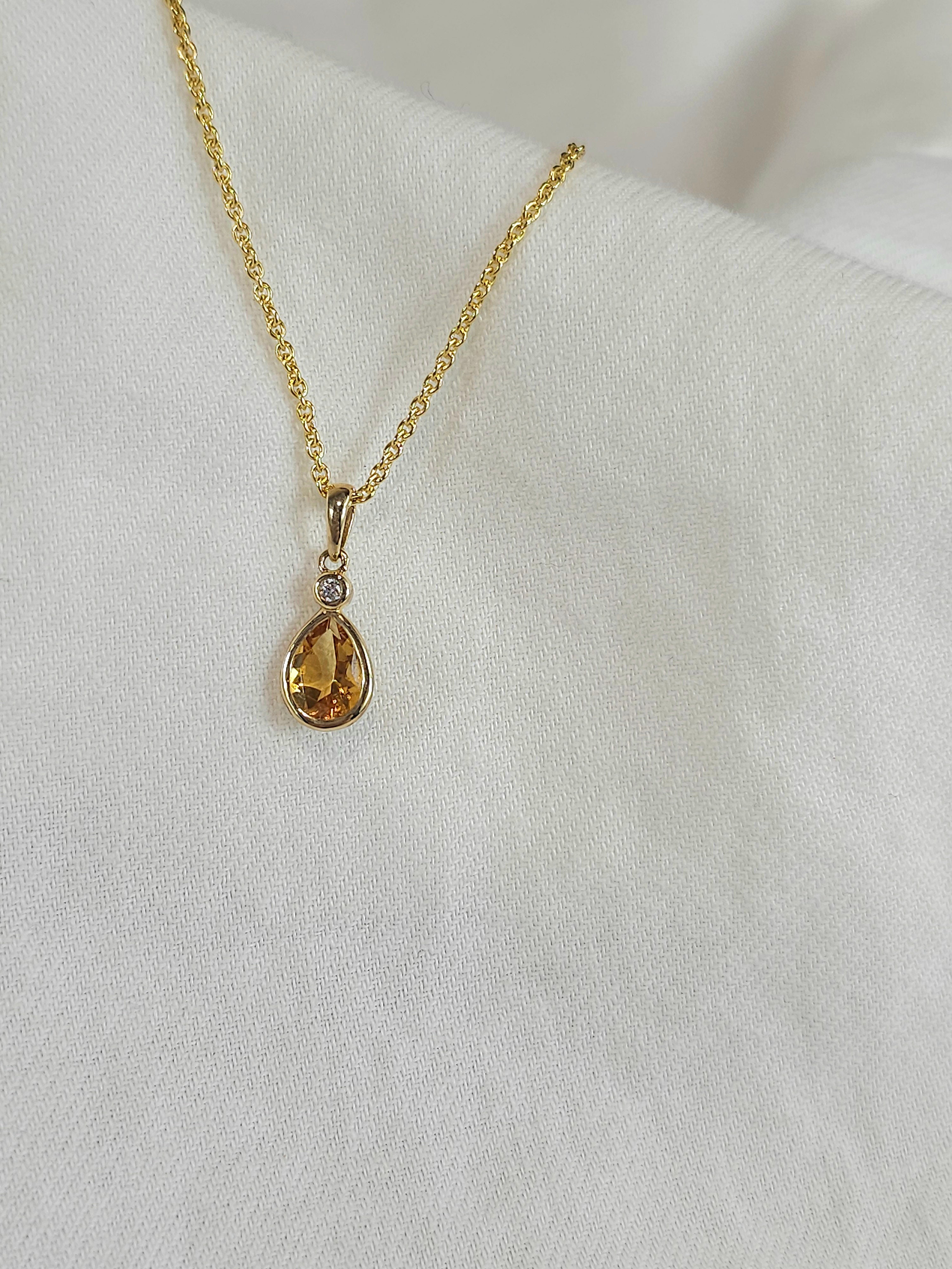 9ct citrine & cubic zirconia pendant