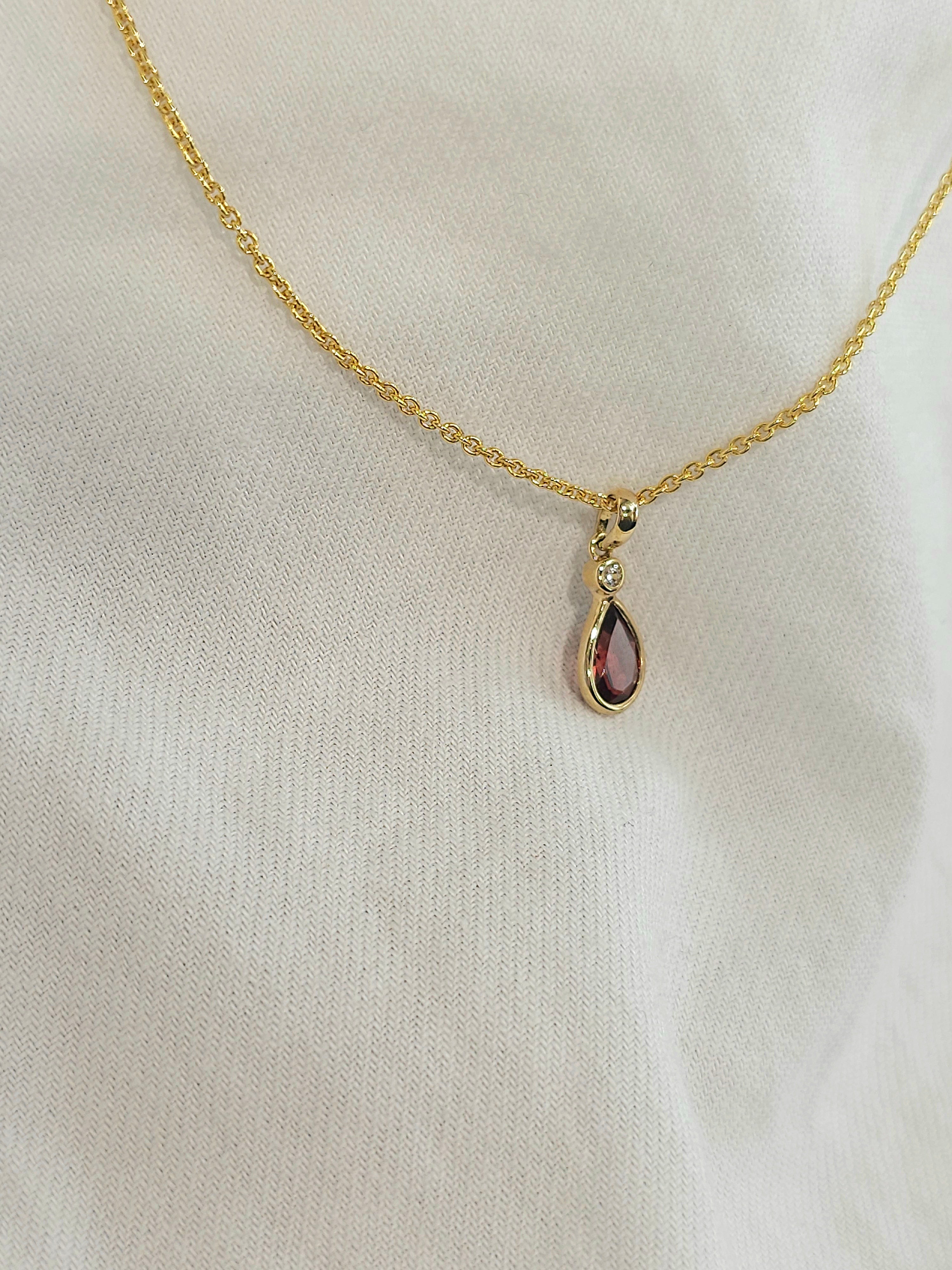 9ct Garnet & Cubic Zirconia Pendant