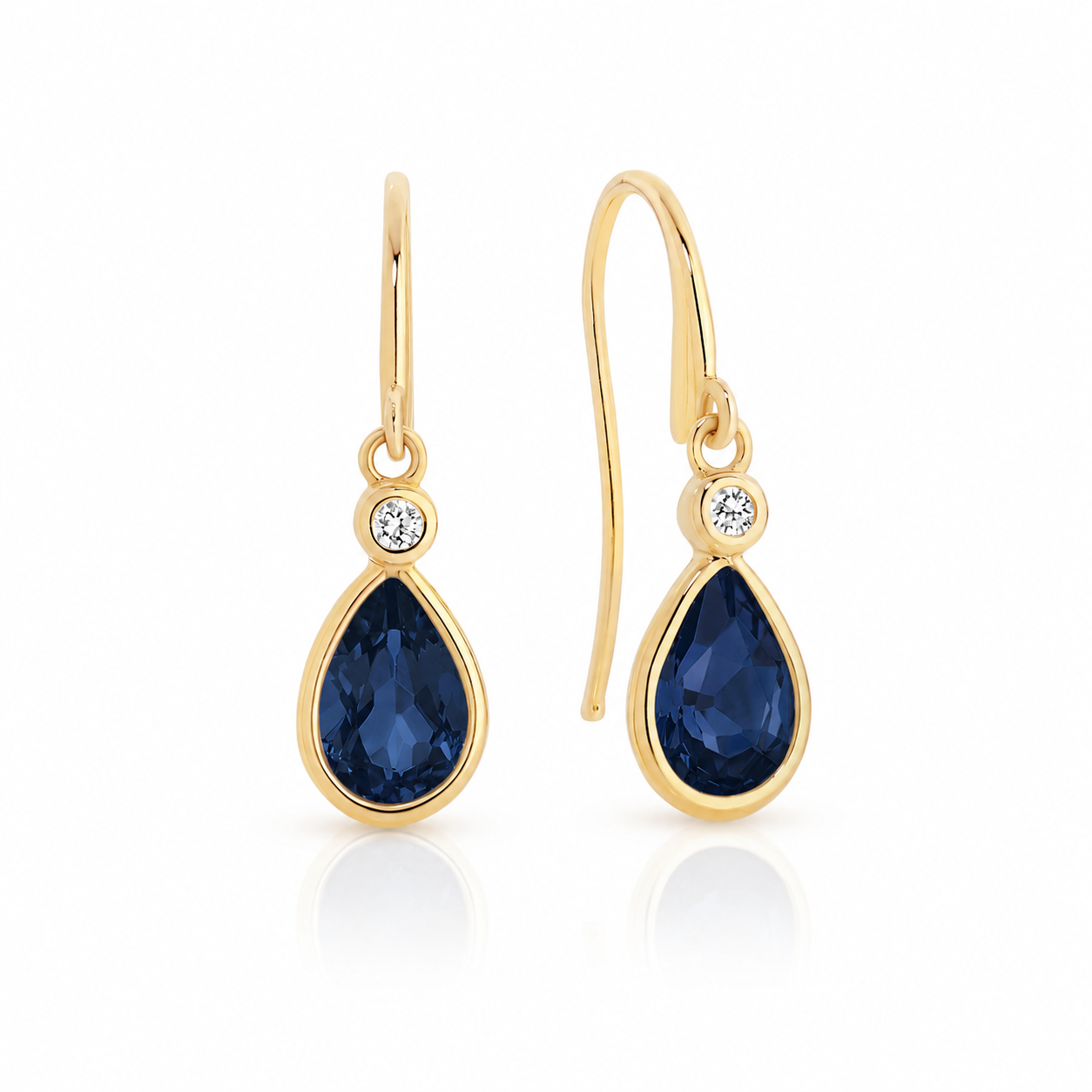 9ct Yellow Gold Sapphire Shepard Hook Earrings