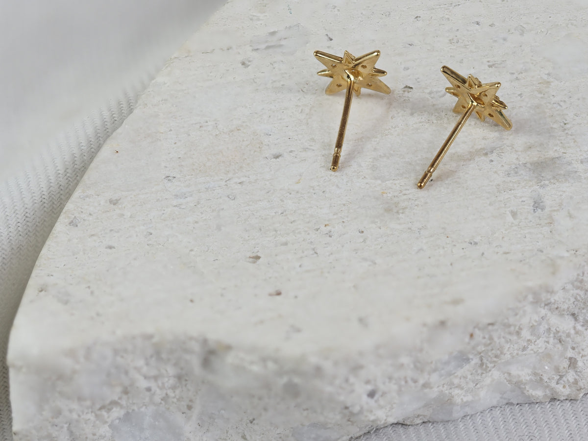 9ct Yellow Gold Cubic Zirconia Star Stud Earrings