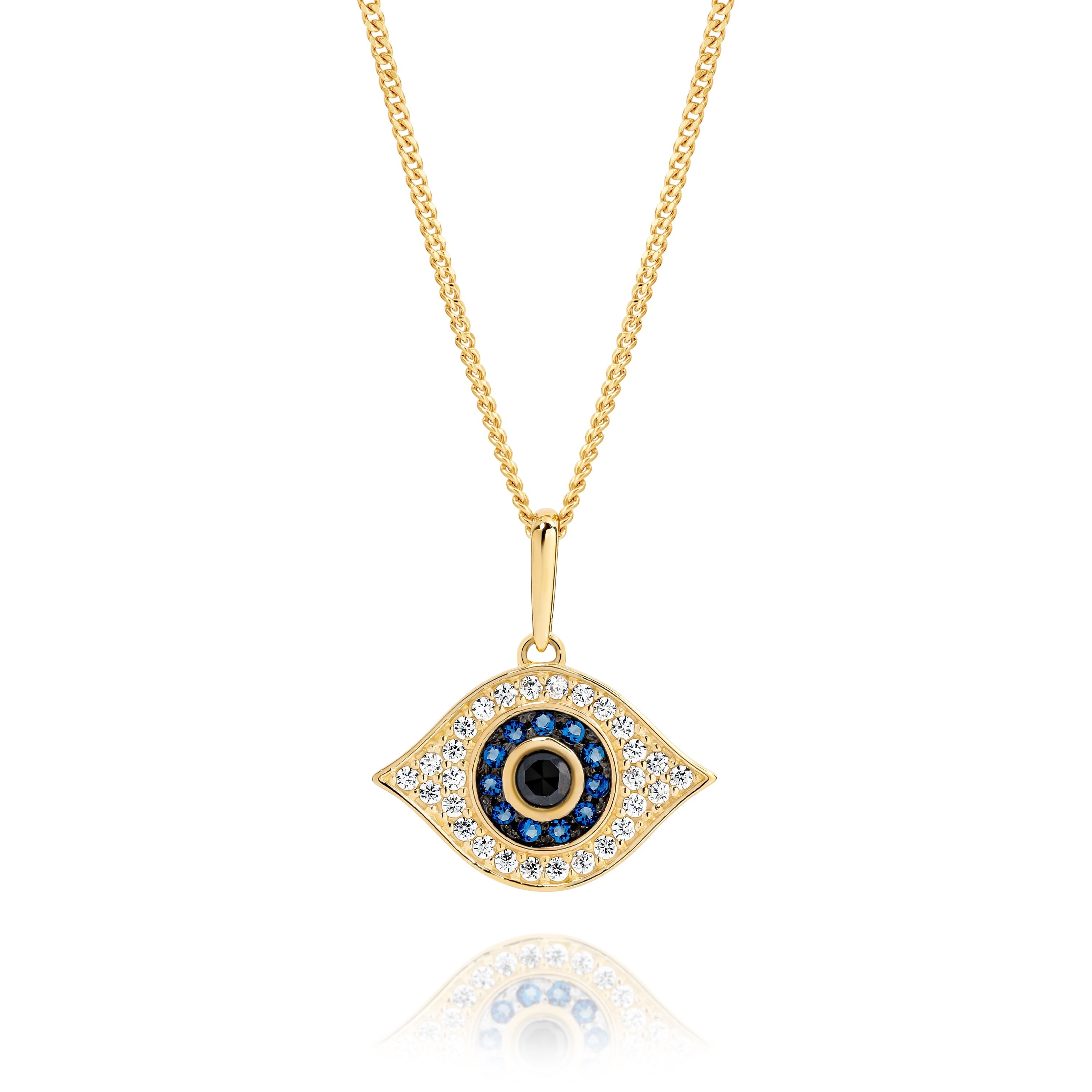 9ct sapphire & cubic zirconia evil eye pendant