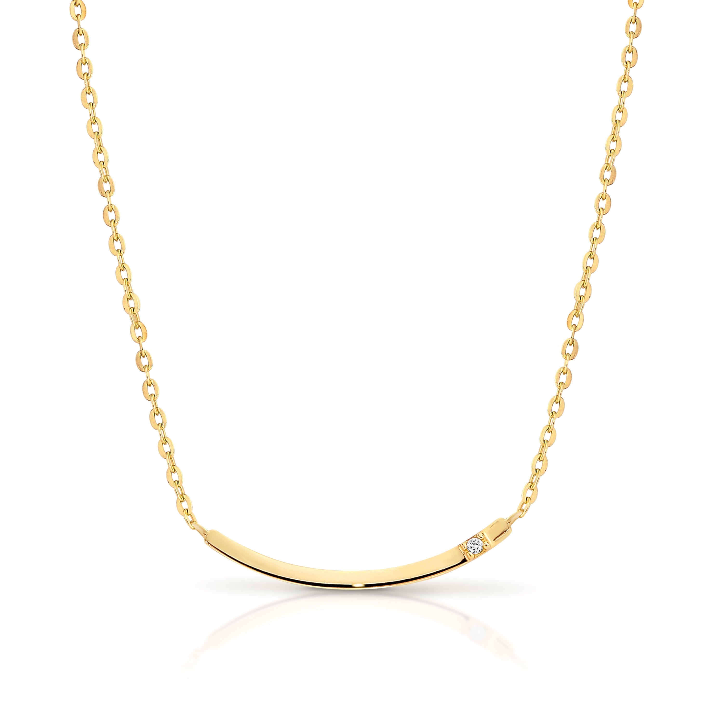 9ct curve bar necklet with cubic zirconia