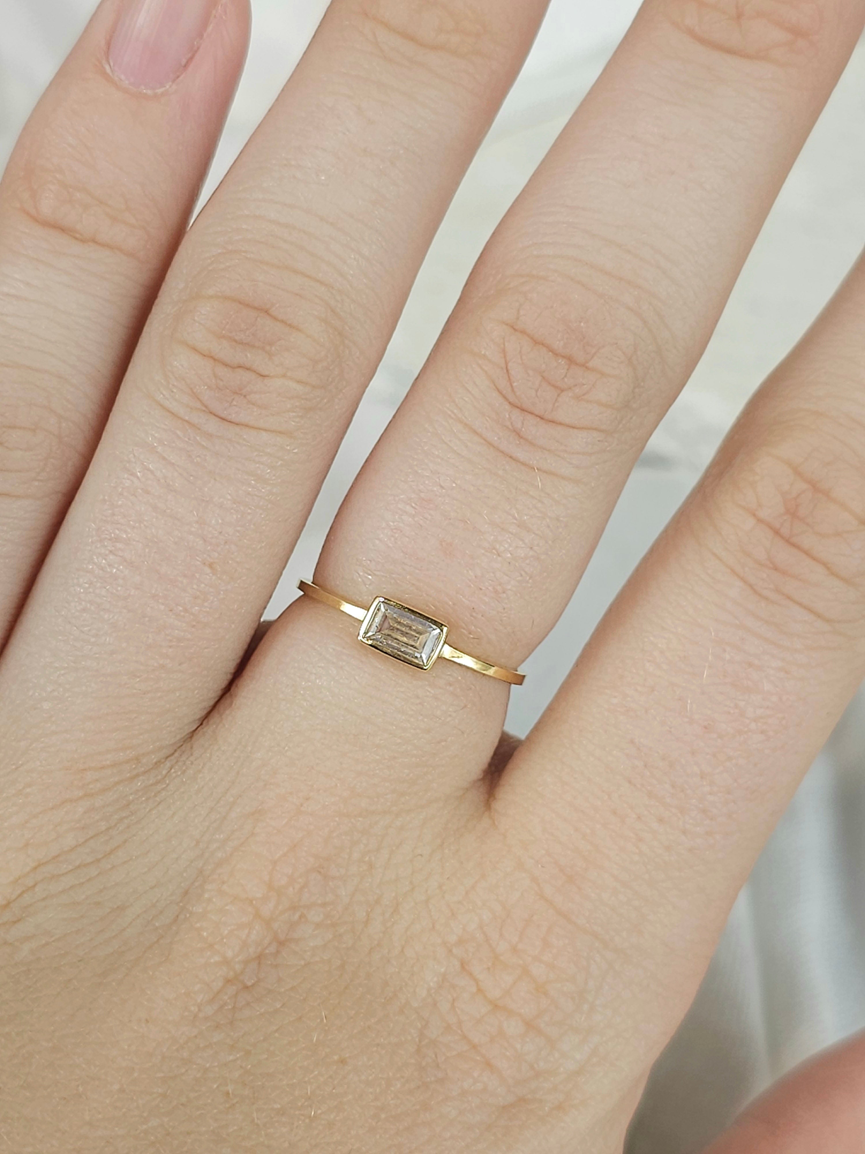 9ct bezel set baguette cubic zirconia ring