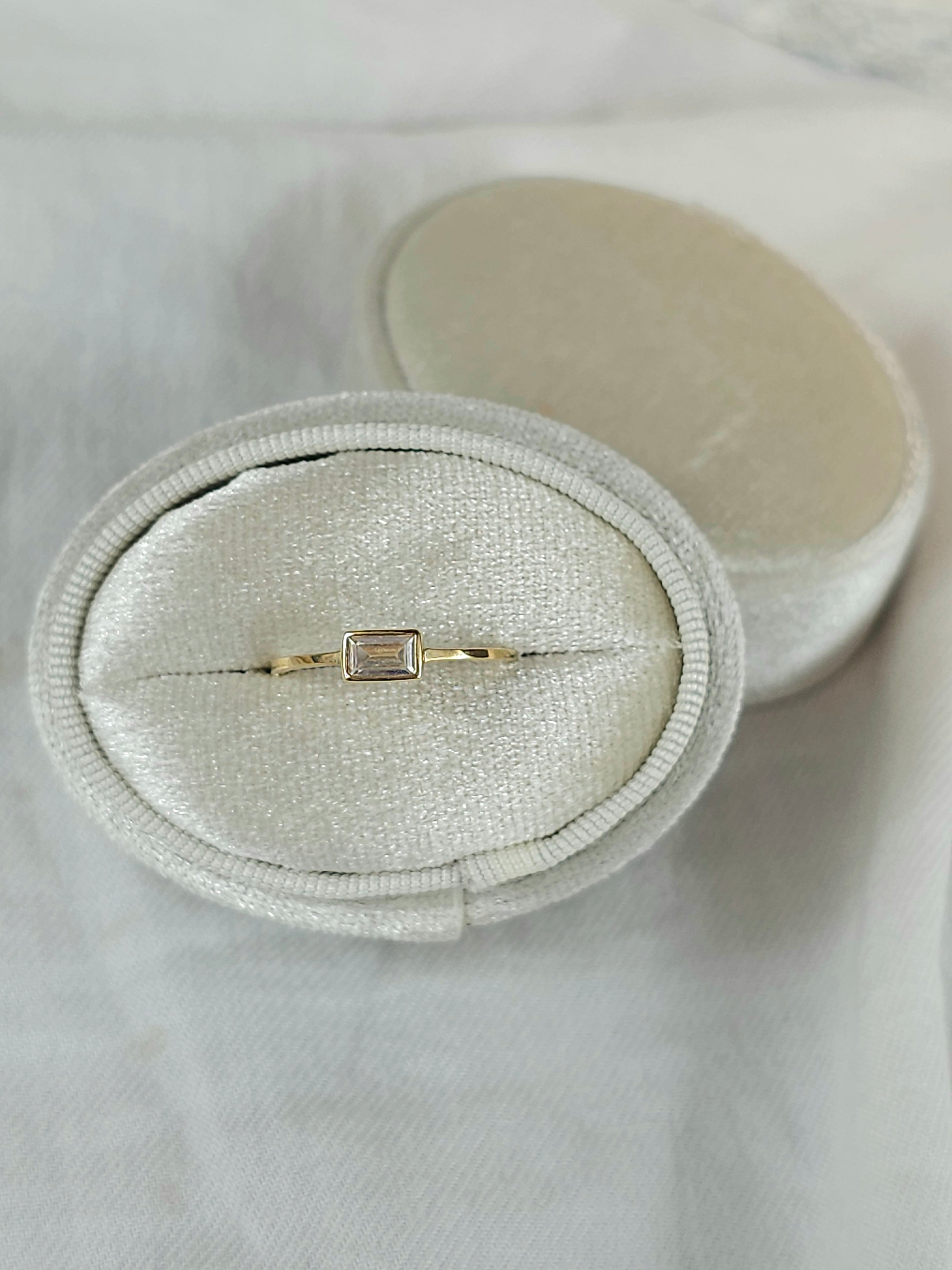 9ct bezel set baguette cubic zirconia ring