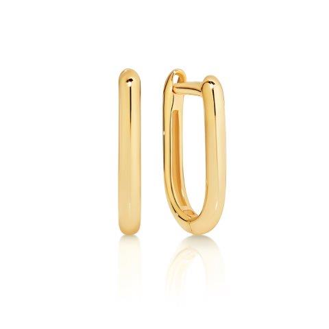 9ct Yellow Gold Paperclip Shape Huggie Earrings
