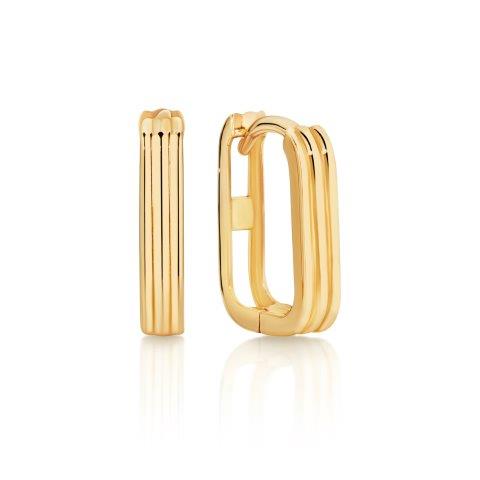 9ct Yellow Gold Square Huggie Earrings