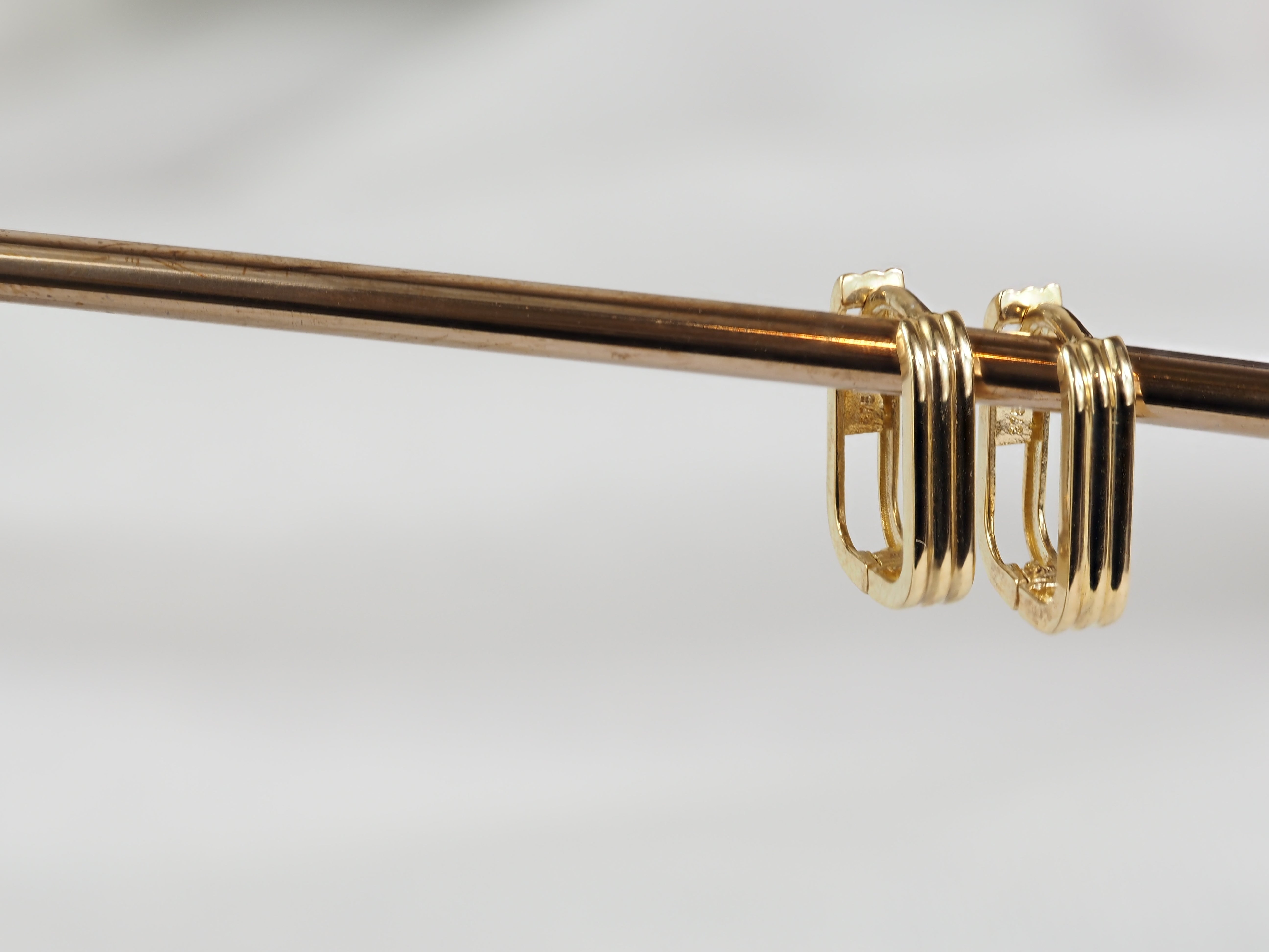 9ct Yellow Gold Square Huggie Earrings