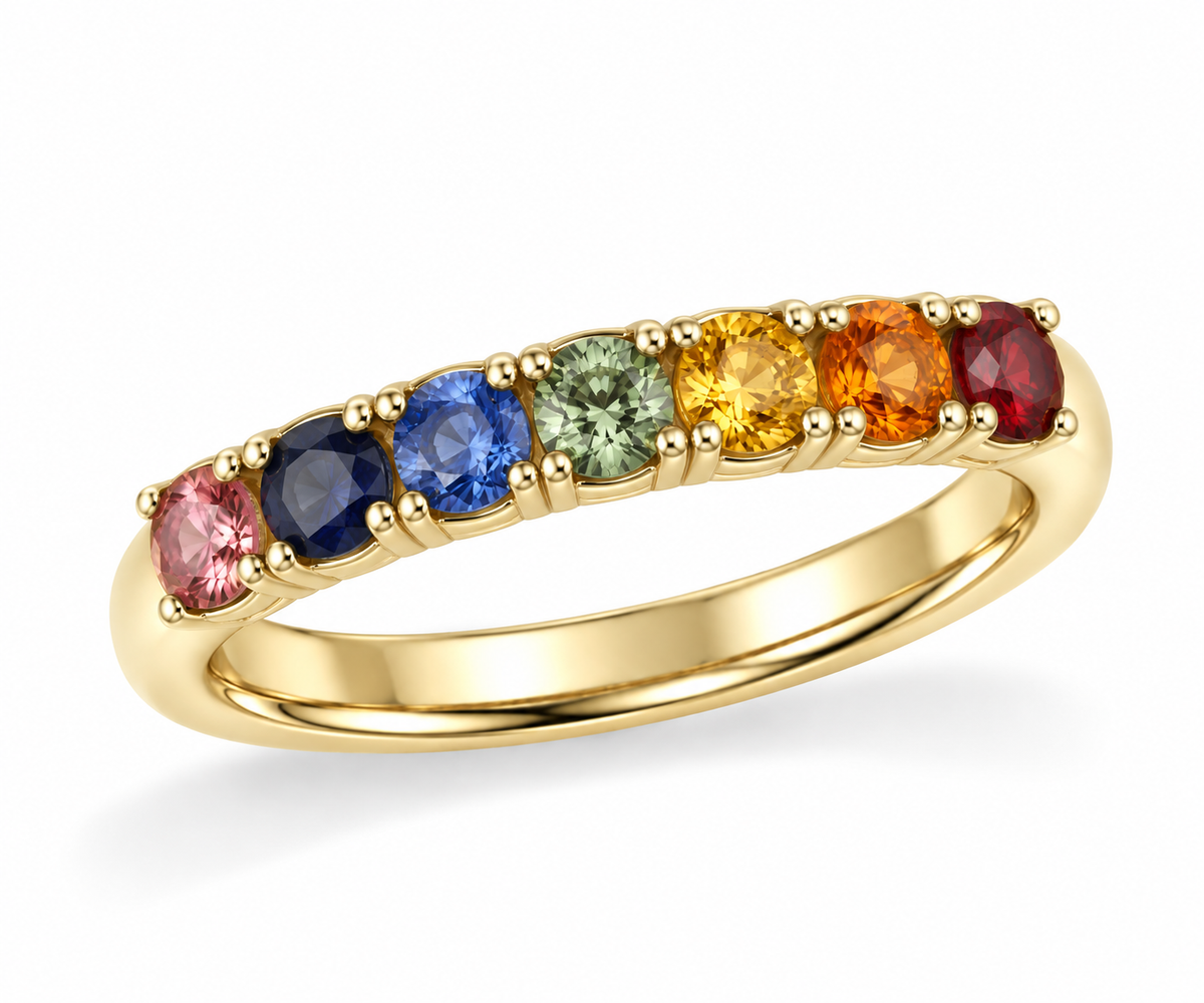 10ct Yellow Gold Mixed Gemstone Ring, 1.50ct Total