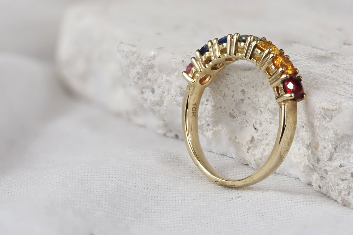 10ct Yellow Gold Mixed Gemstone Ring, 1.50ct Total