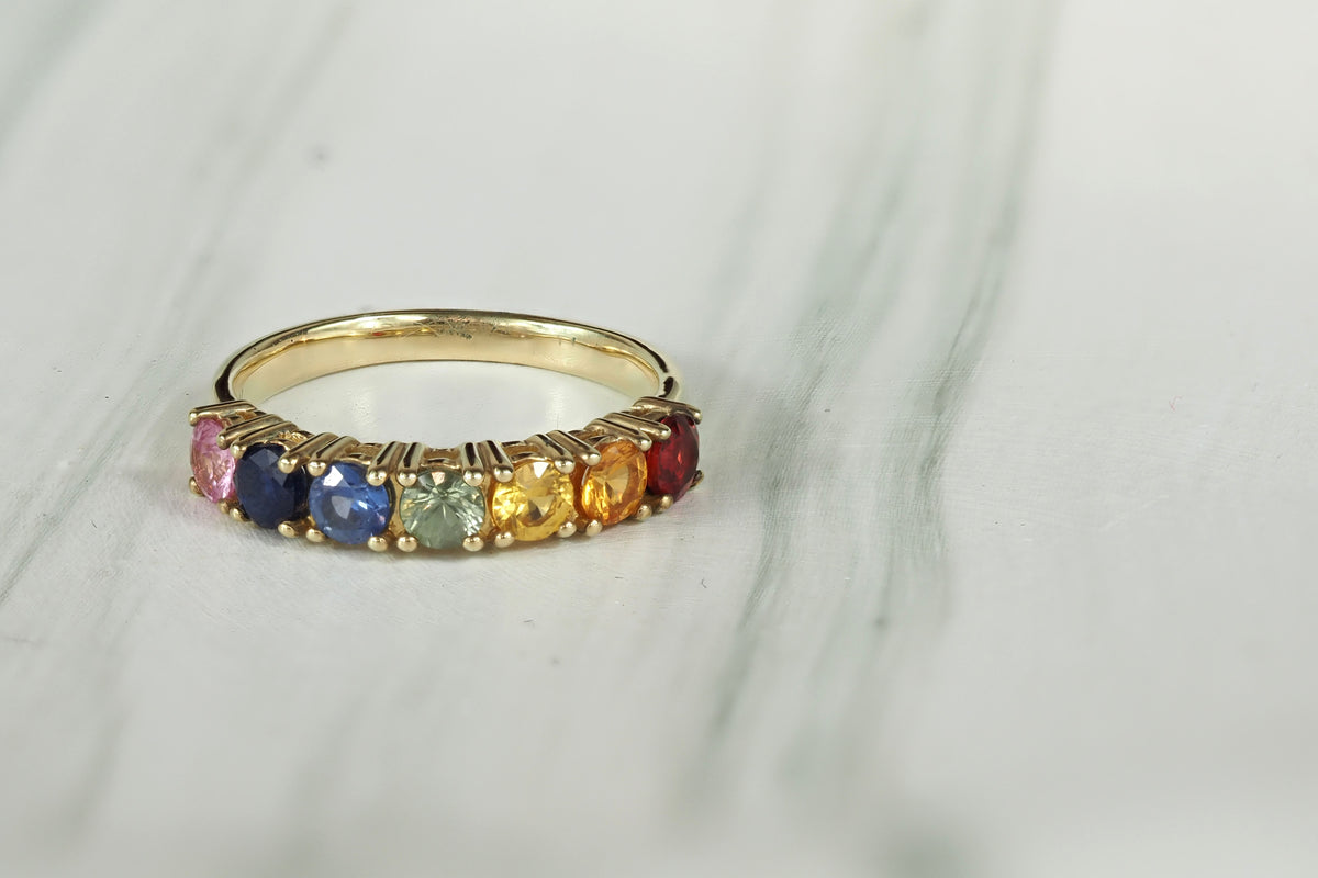 10ct Yellow Gold Mixed Gemstone Ring, 1.50ct Total