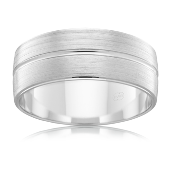 Sterling Silver 8mm Band, Brushed Finish, size V