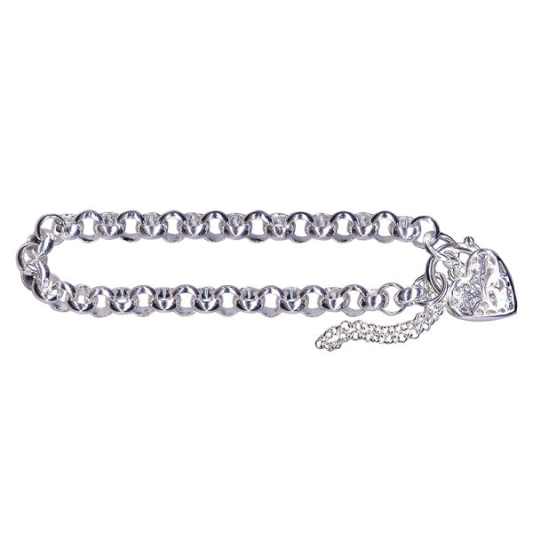 Sterling Silver Round Belcher Padlock Bracelet