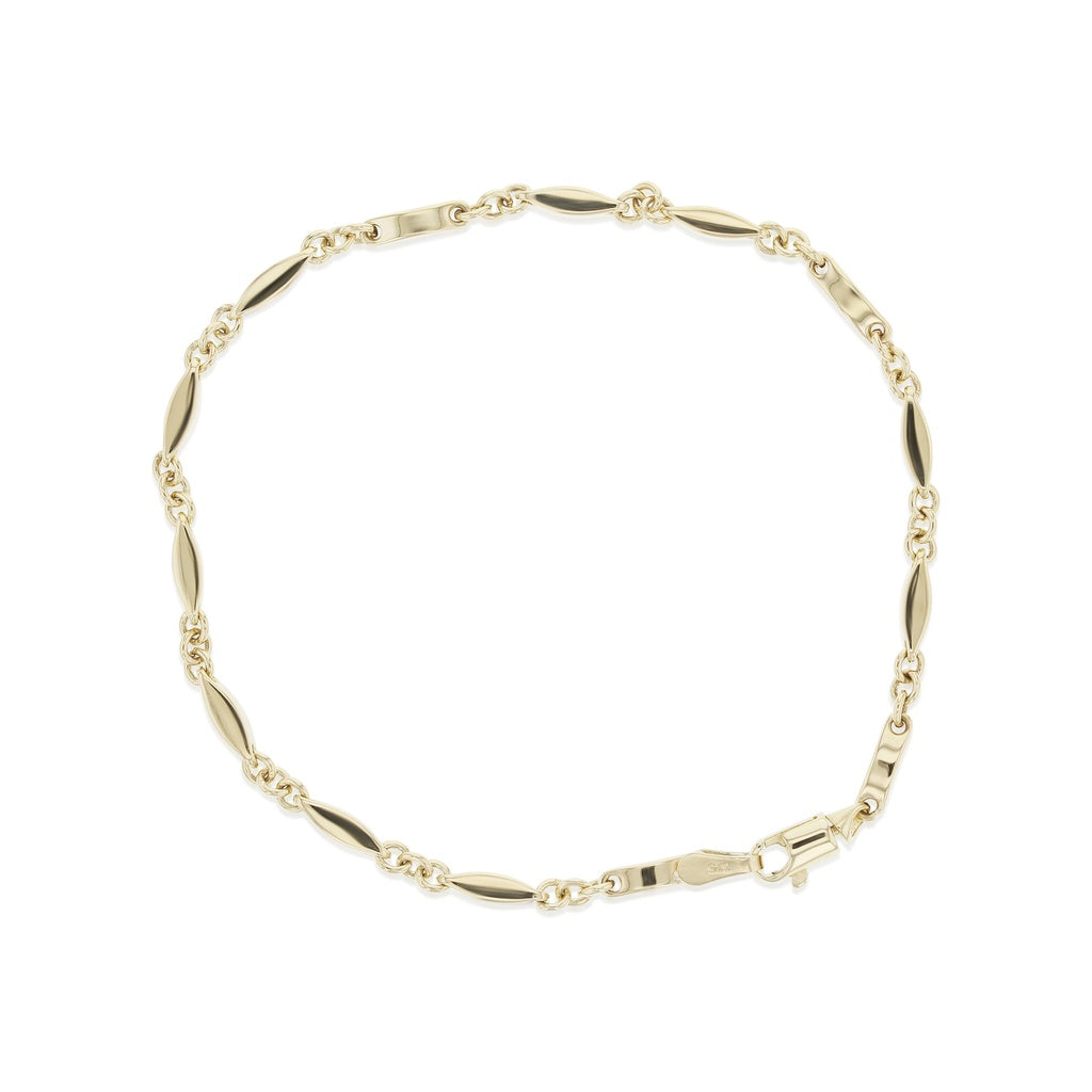9ct Yellow Gold Marquise shaped fancy link bracelet