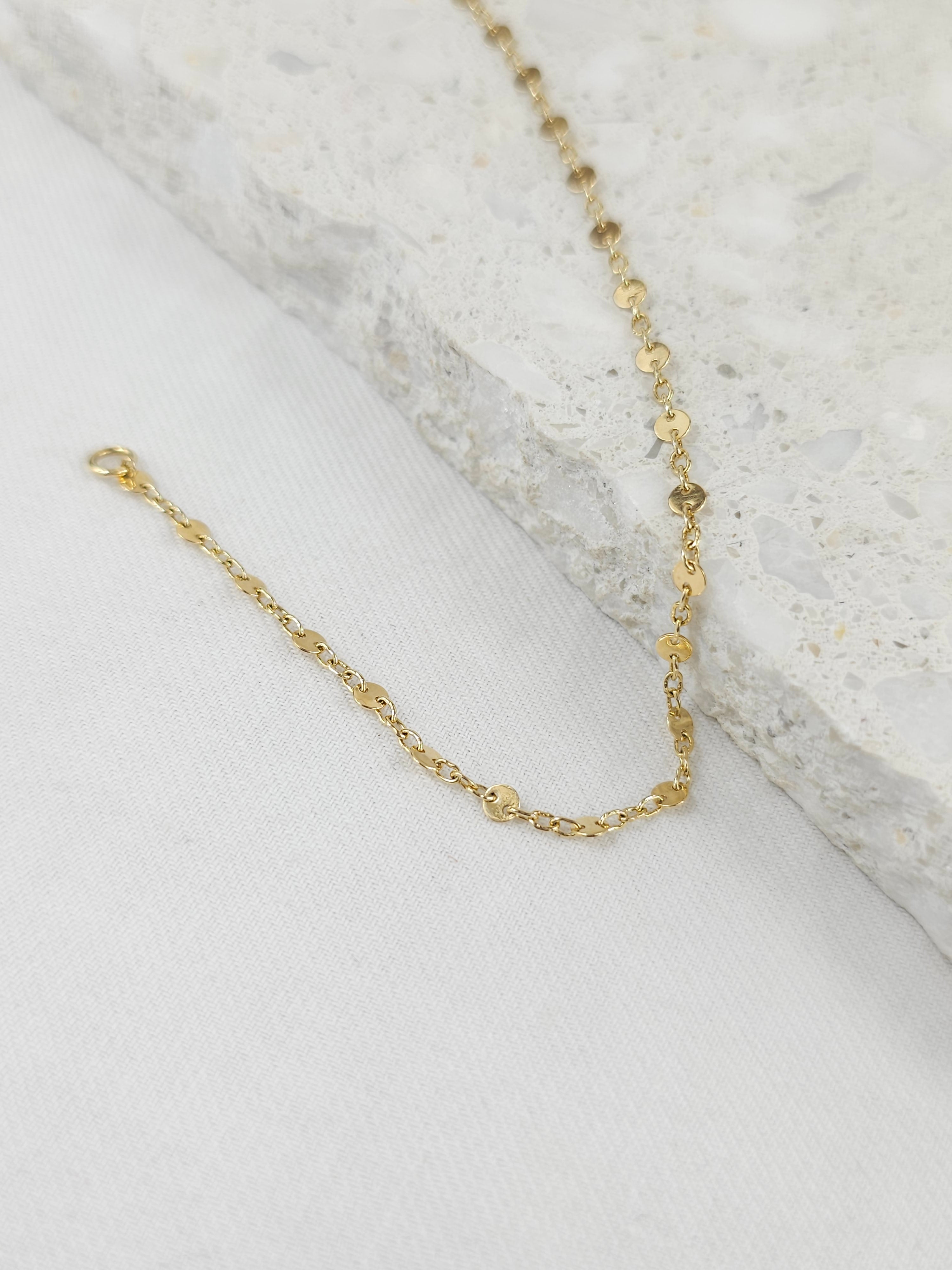9ct Yellow Gold Flat disc Bracelet