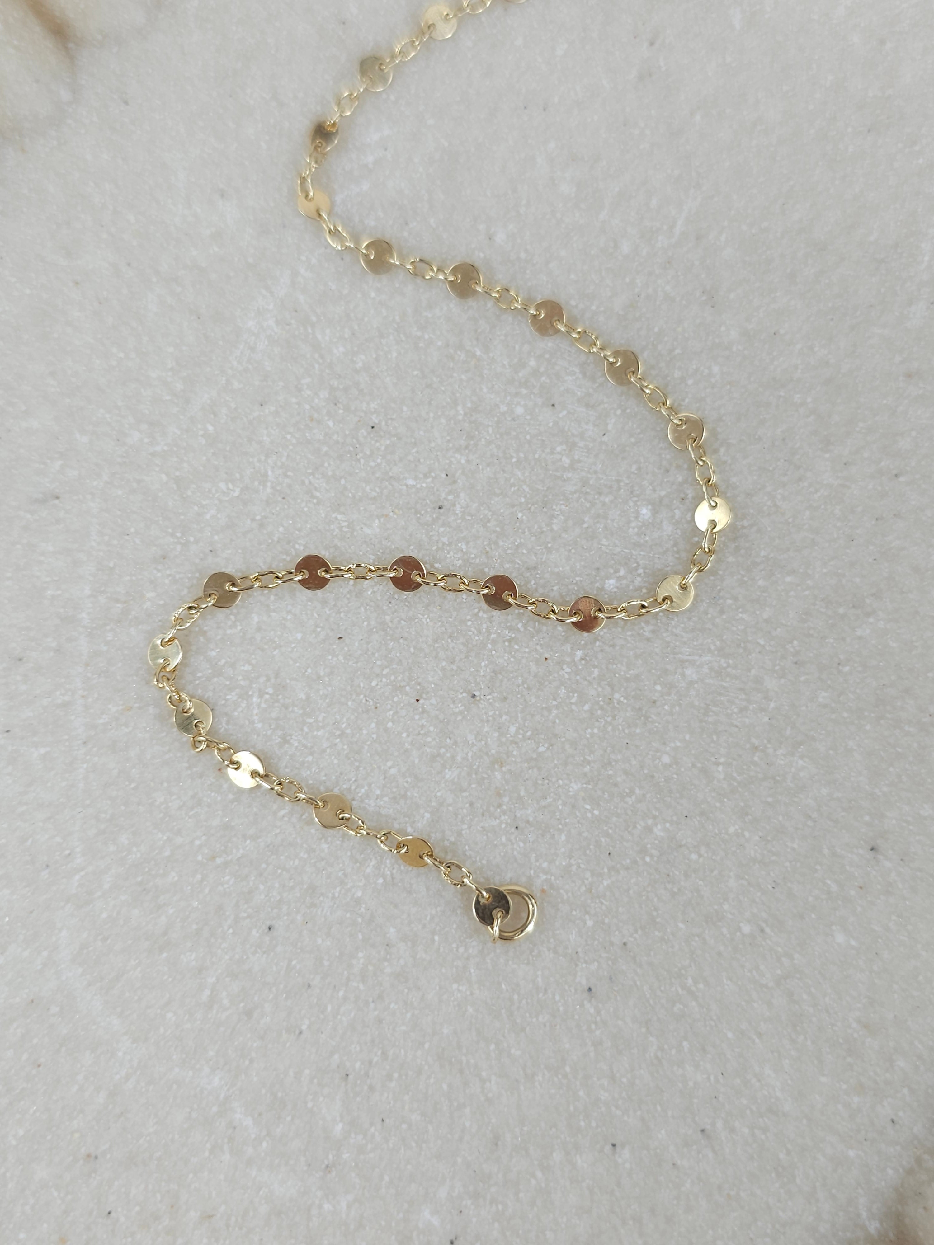 9ct Yellow Gold Flat disc Bracelet