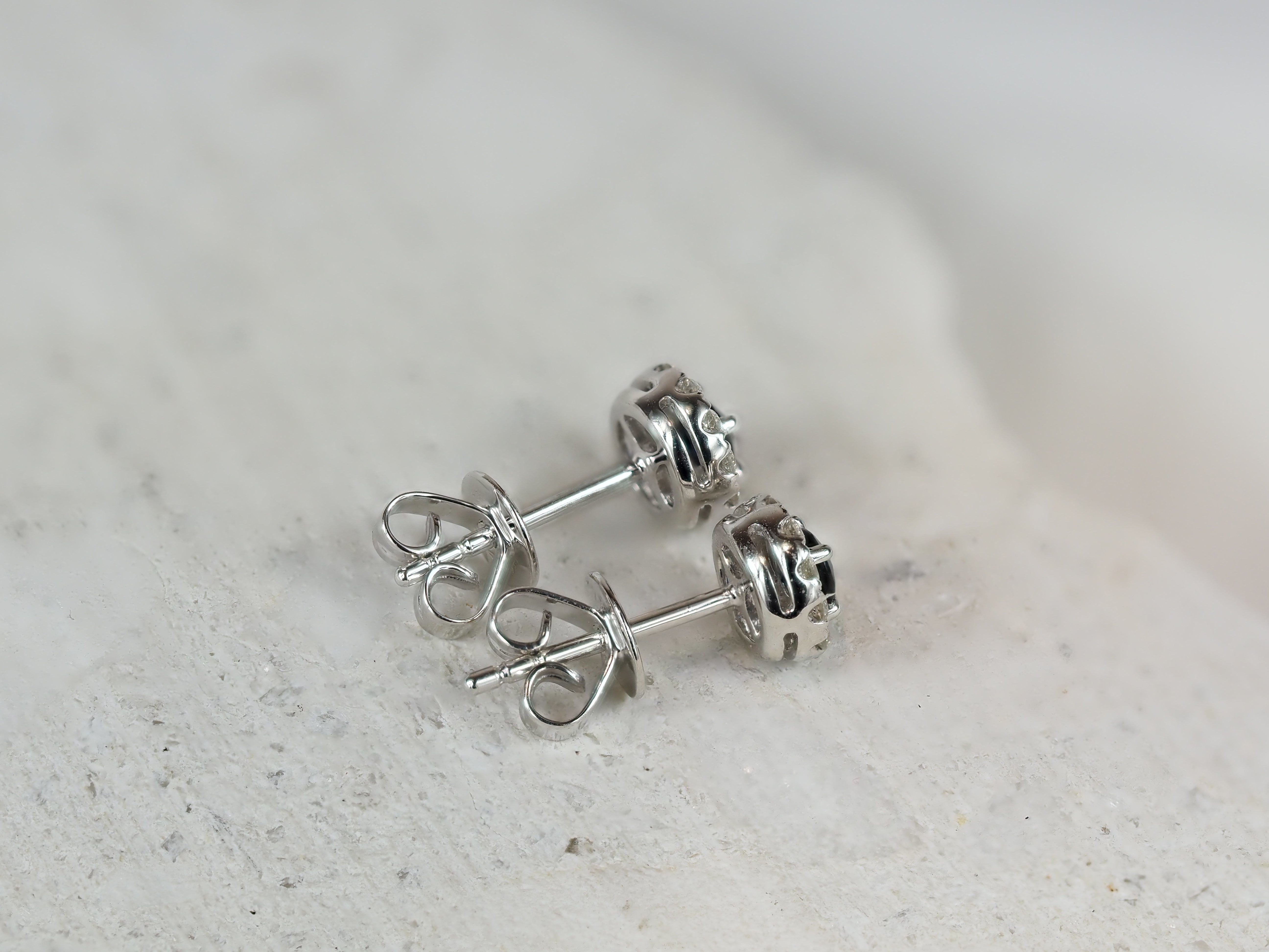 9ct White Gold Sapphire and Diamond stud earrings